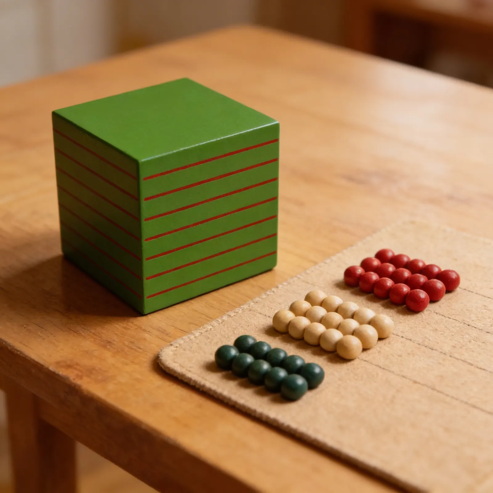 Number Hierarchy Cube: 50mm Wooden Thousand Representation: Detail view