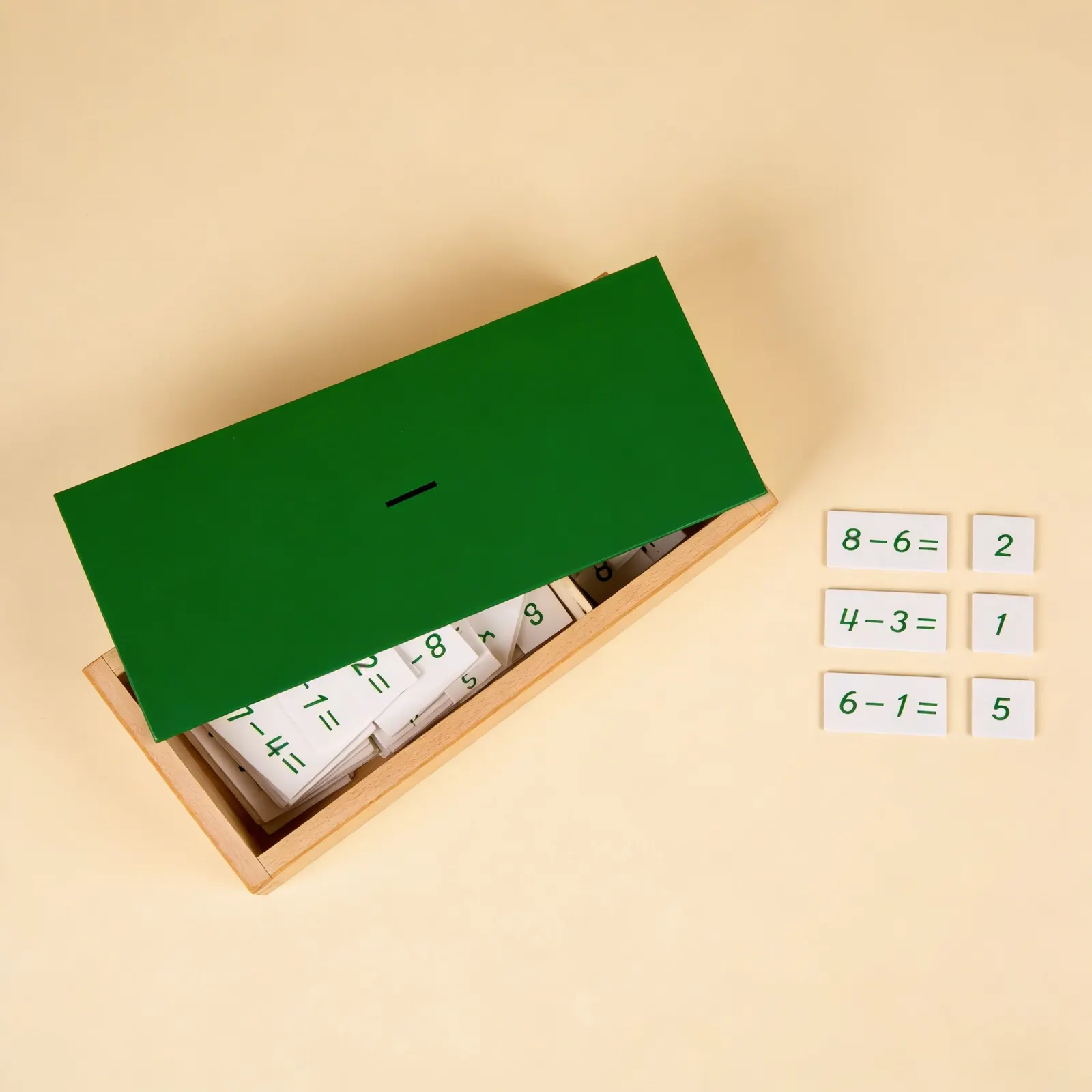 Subtraction Equations Box: Self-Correcting Facts Practice: Side view