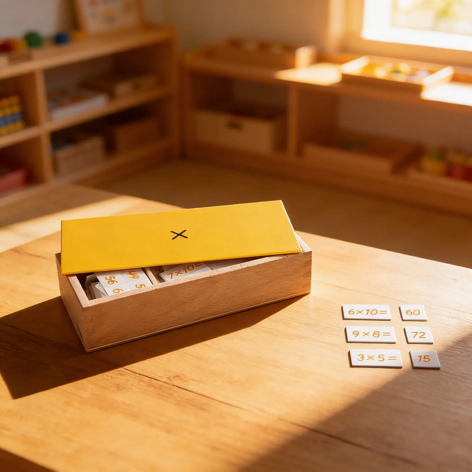 Multiplication Equations Box: Self-Correcting Facts Practice: Child learning