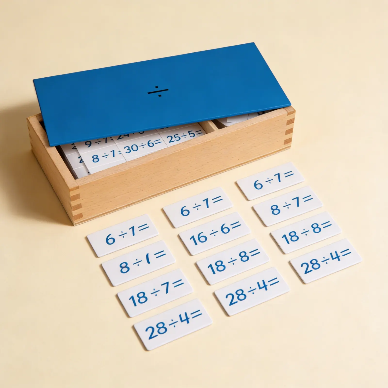 Division Equations Box: Self-Correcting Facts Practice: Side view