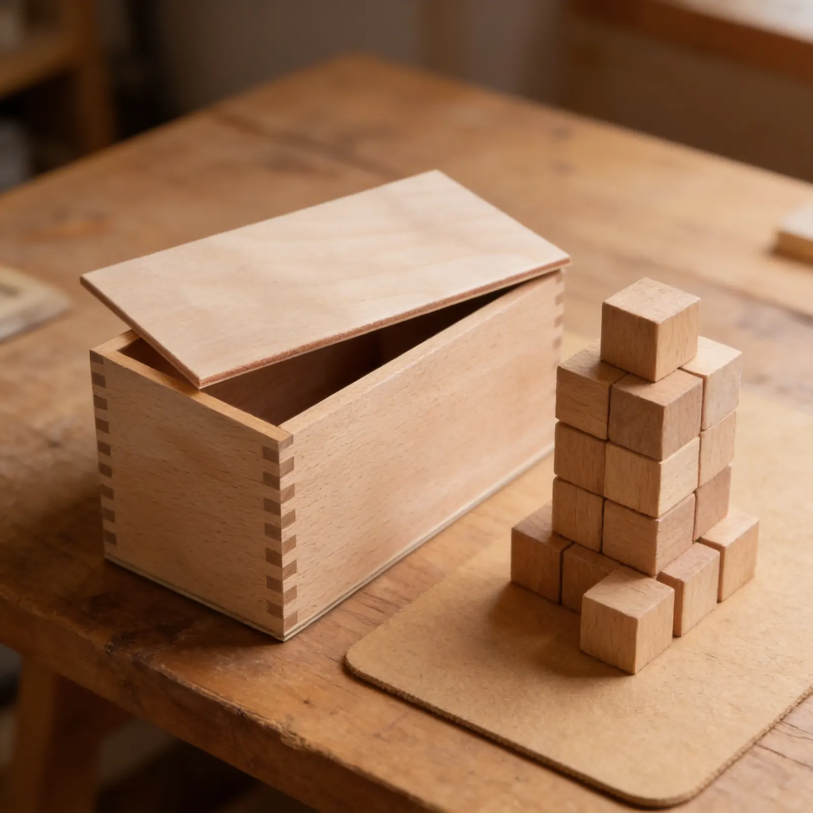 Pin Flags Box: Wooden Storage for Geography Materials: Detail view