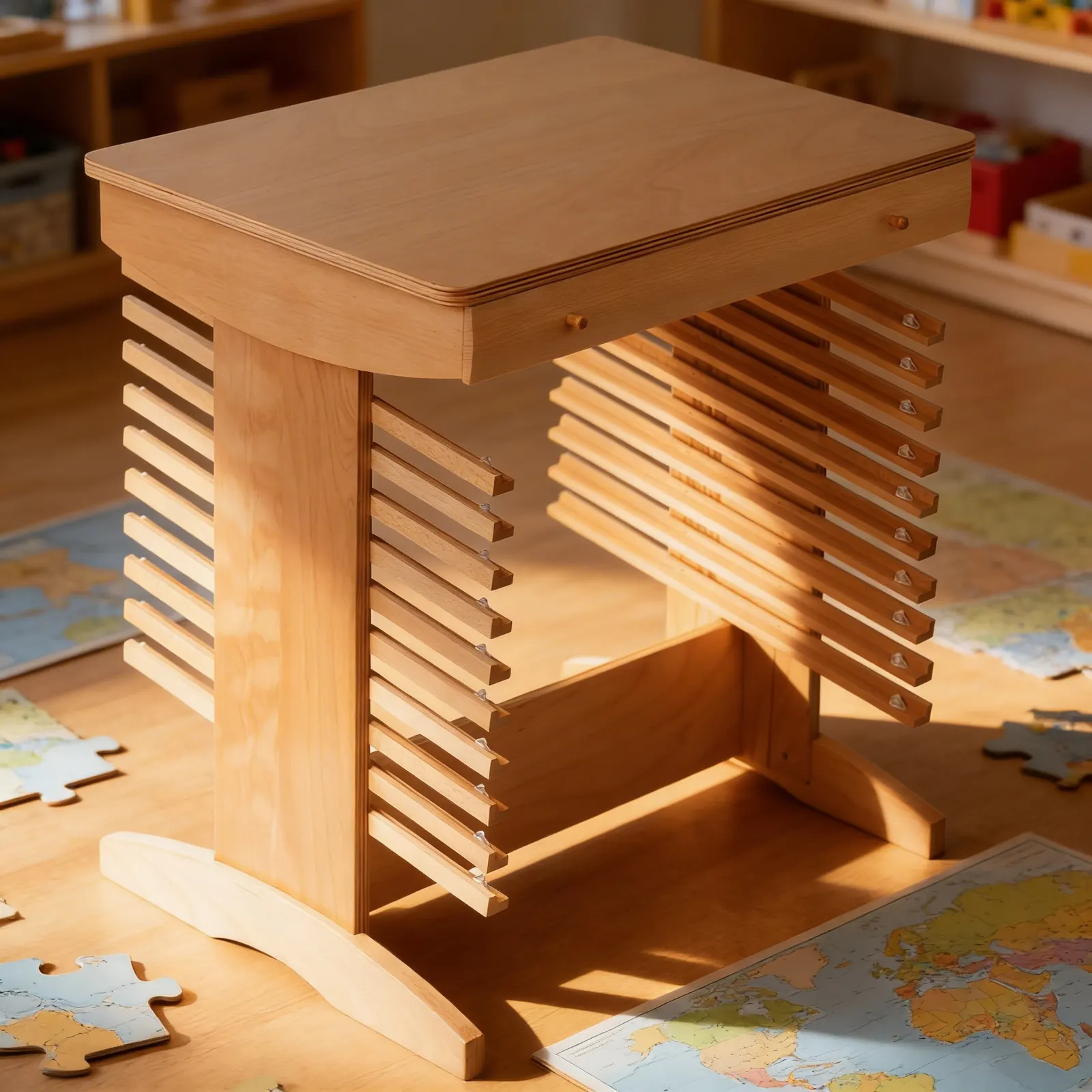 Puzzle Map Stand: Dedicated Storage & Display for Geography Maps: Detail view