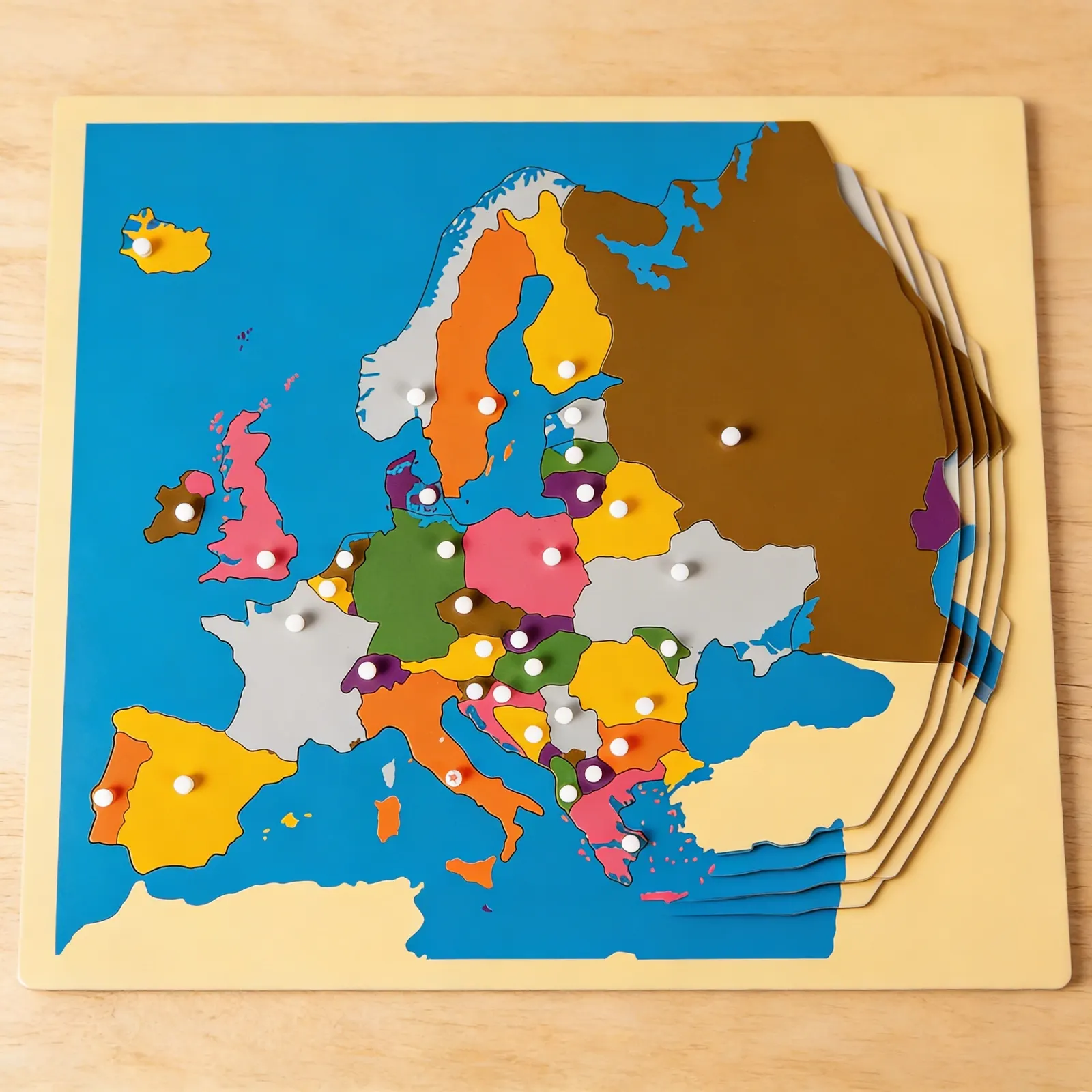 Puzzle mapa: Evropa: Boční pohled