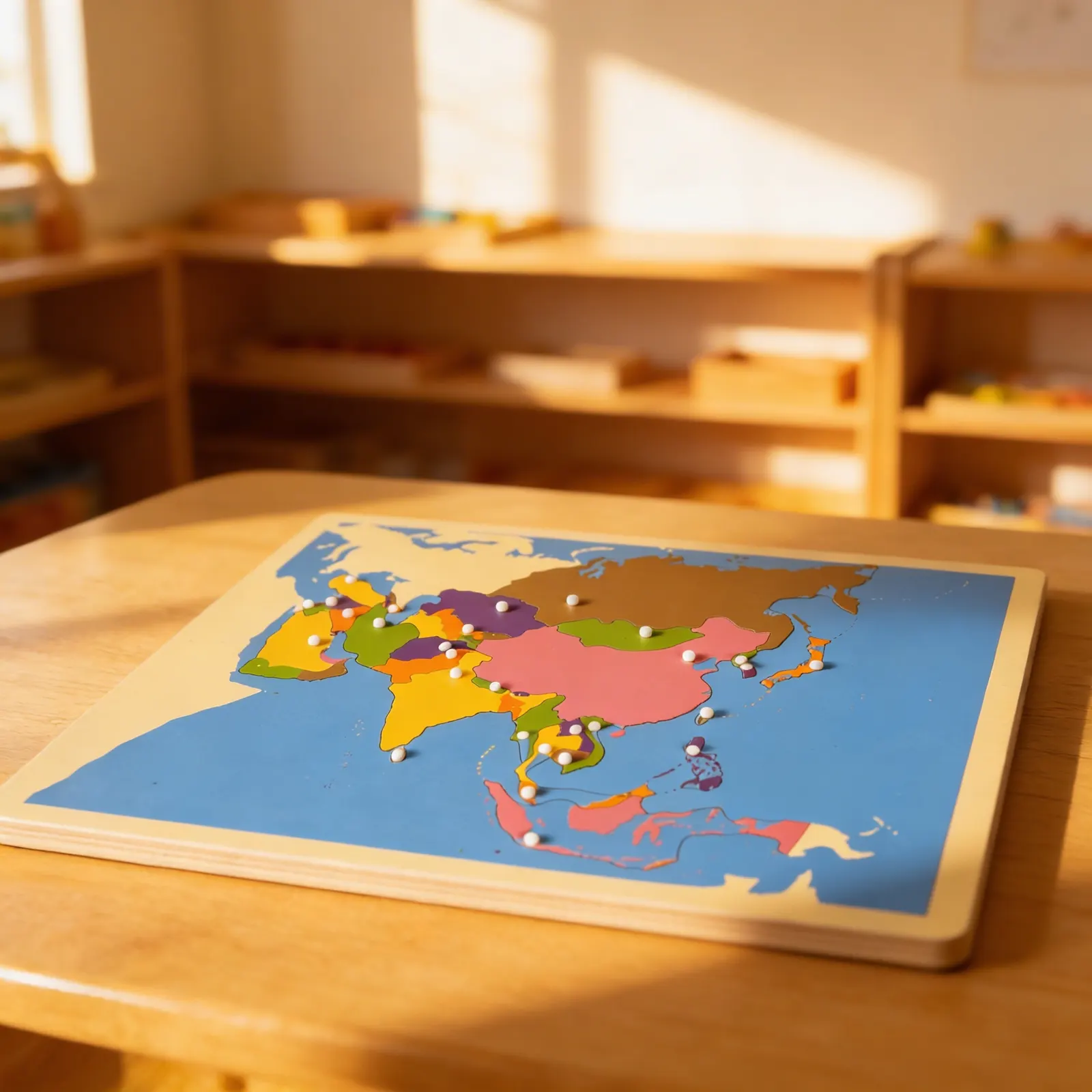 Puzzle mapa: Asie: Dítě při učení