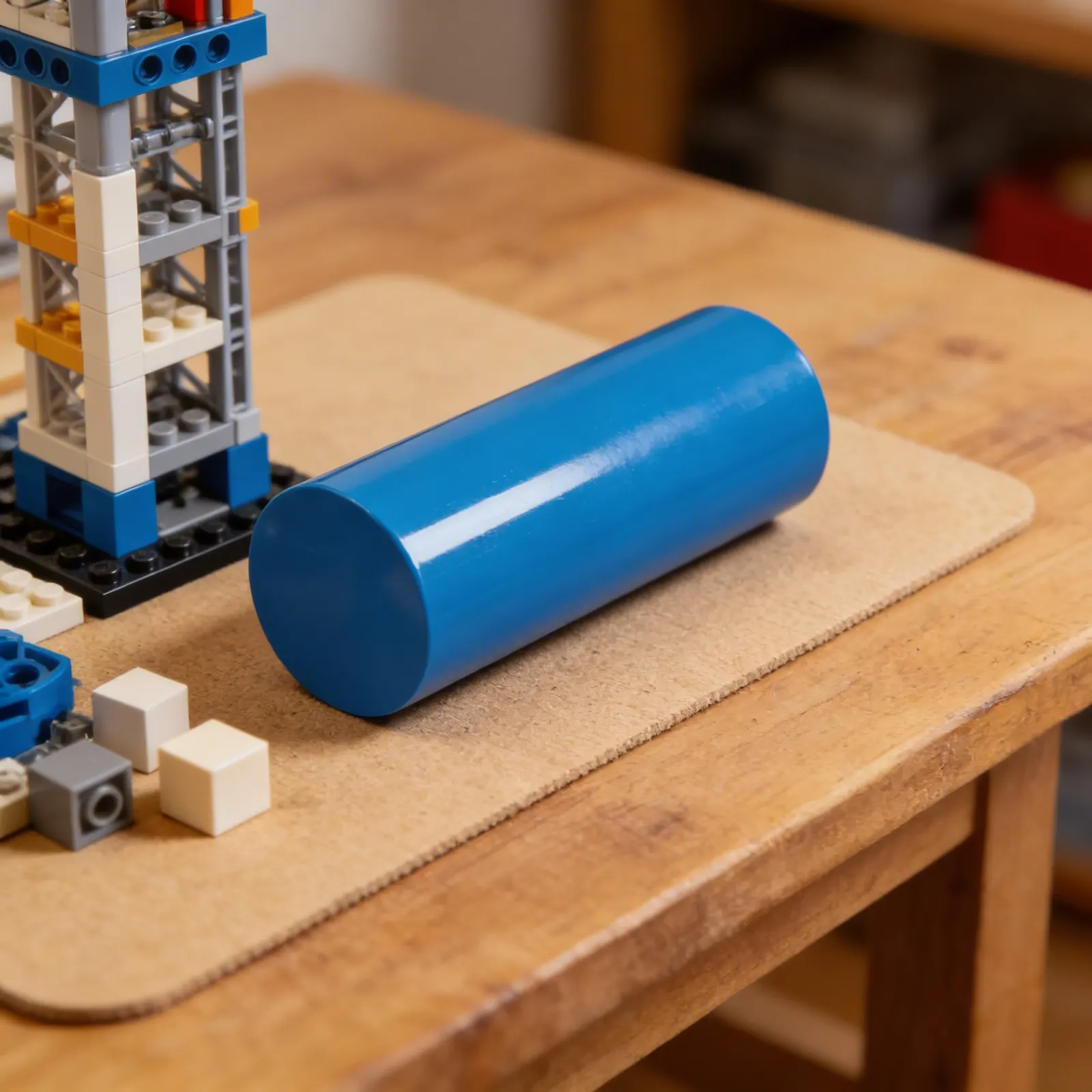 Blue Cylinder: Large Geometric Solid for Tactile Learning: Side view