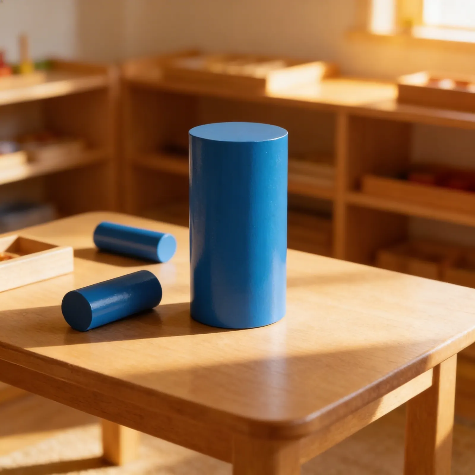 Blue Cylinder: Large Geometric Solid for Tactile Learning: Child learning