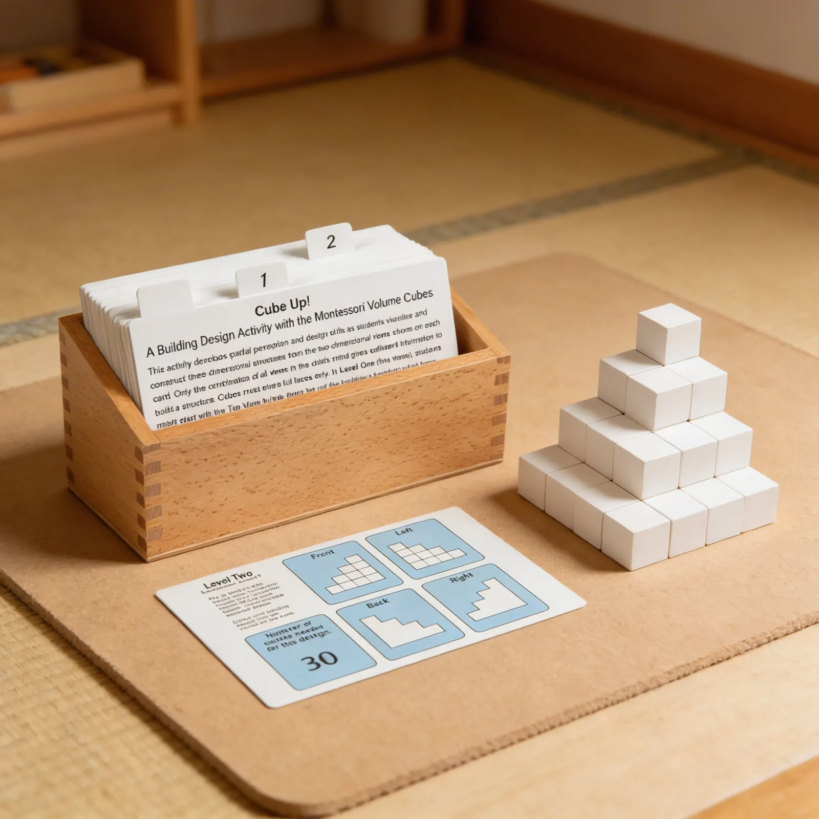 Cube Up!: 3D Building Challenge with White Cubes: Side view