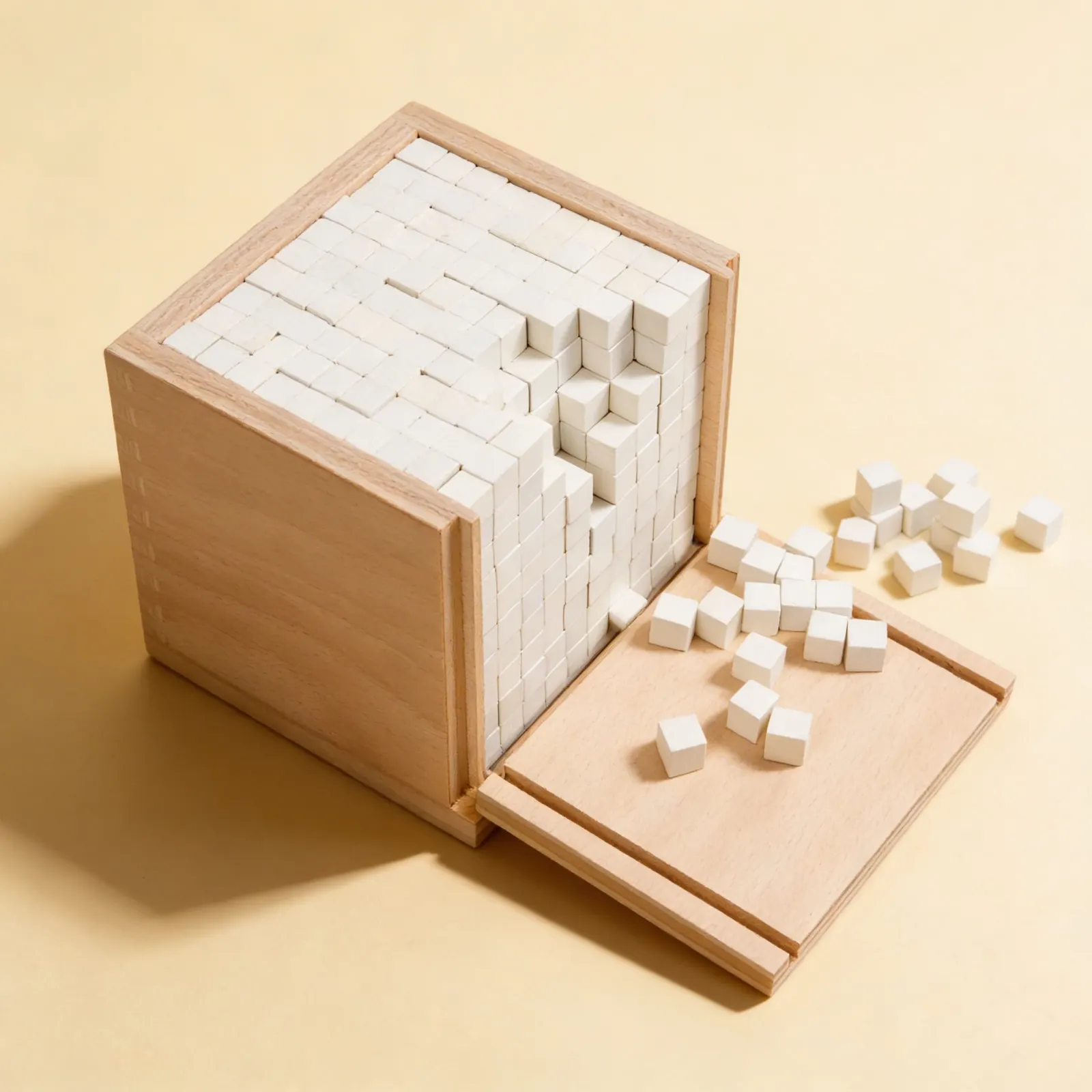 Volume Box: 1000 Unit Cubes with Sliding Demonstration Drawer: Side view