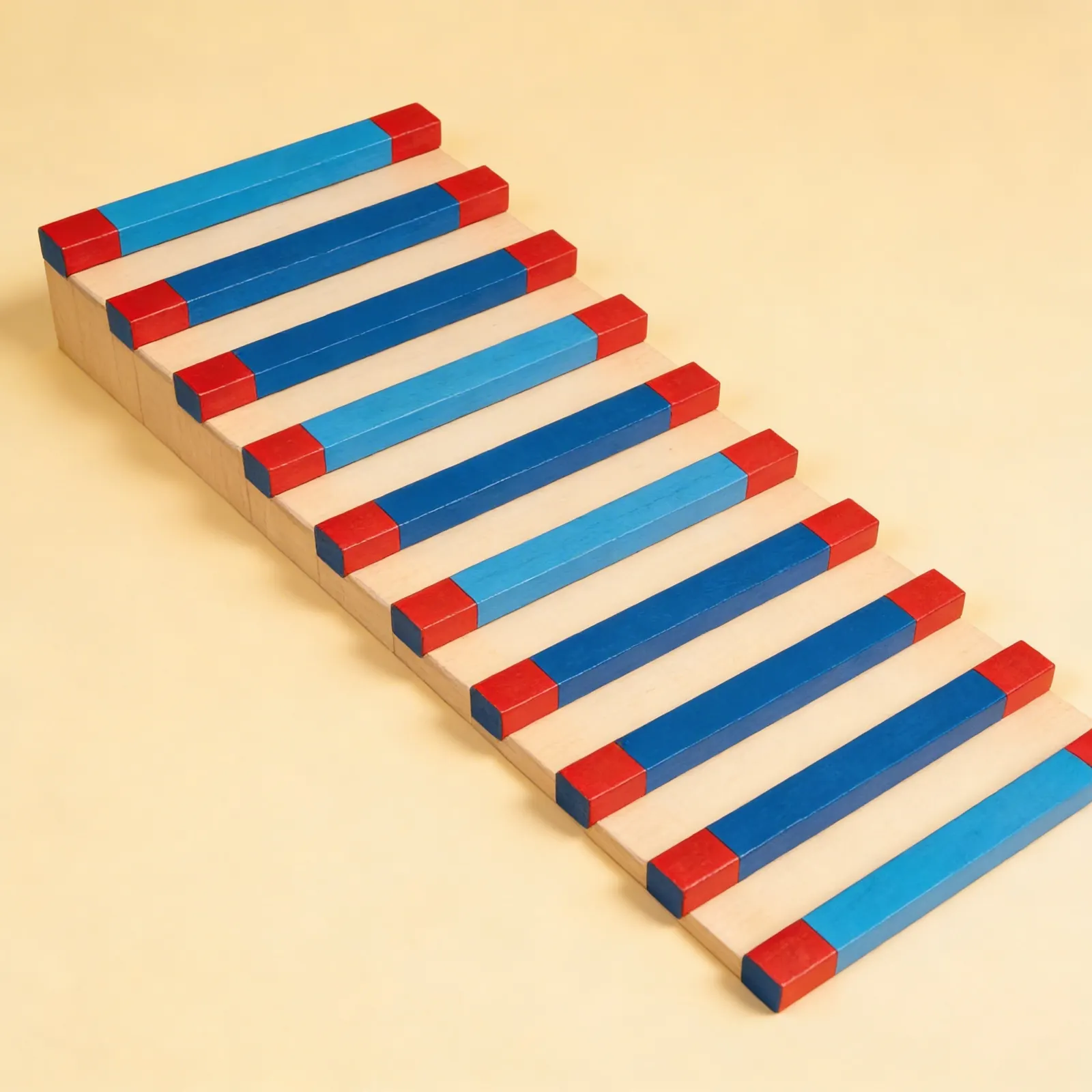Coloured Counting Bars: Ten Graduated Wooden Mathematical Bars: Side view