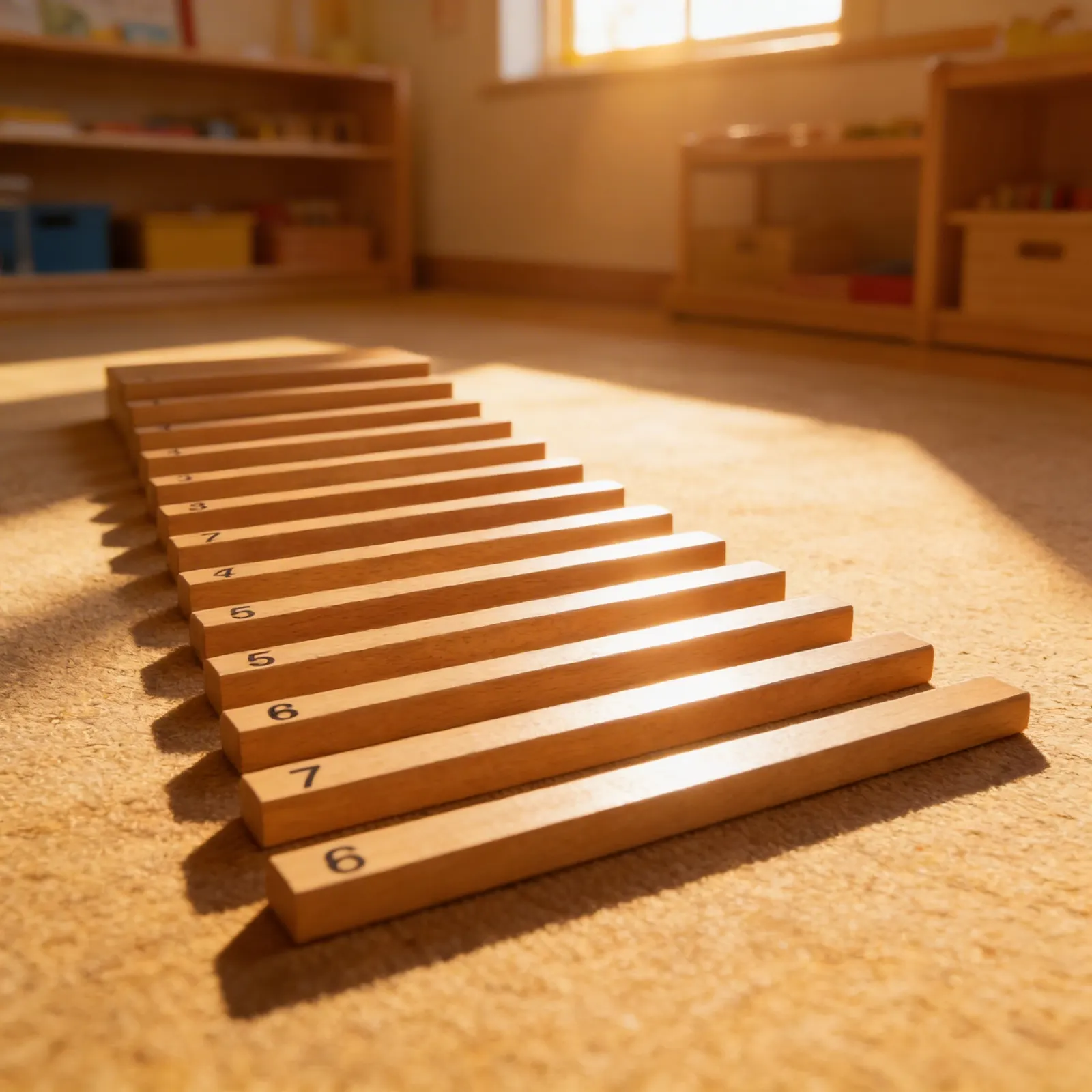 Coloured Counting Bars: Ten Graduated Wooden Mathematical Bars: Child learning