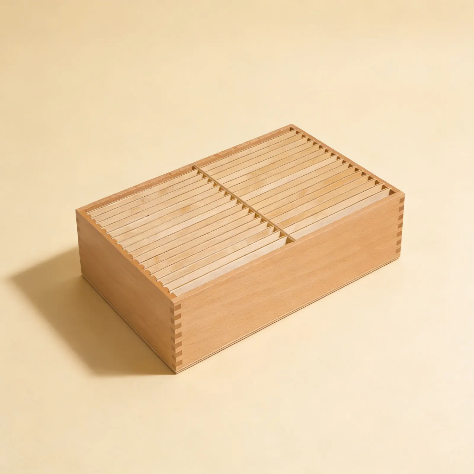 Botany Cards Storage Box: Third Set Wooden Organization System: Side view