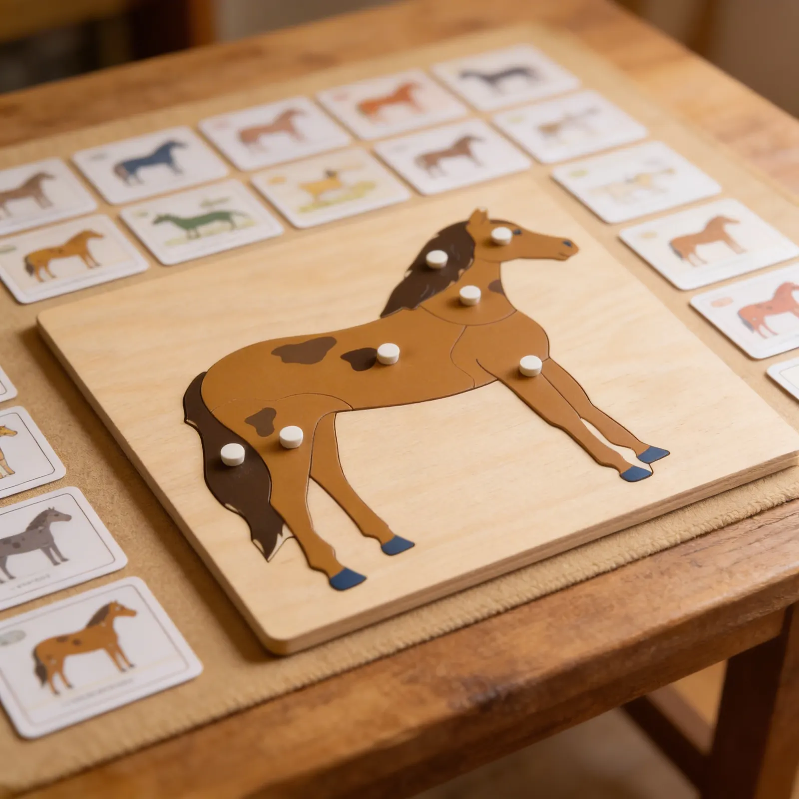 Puzzle zvieratko: Kôň: Bočný pohľad