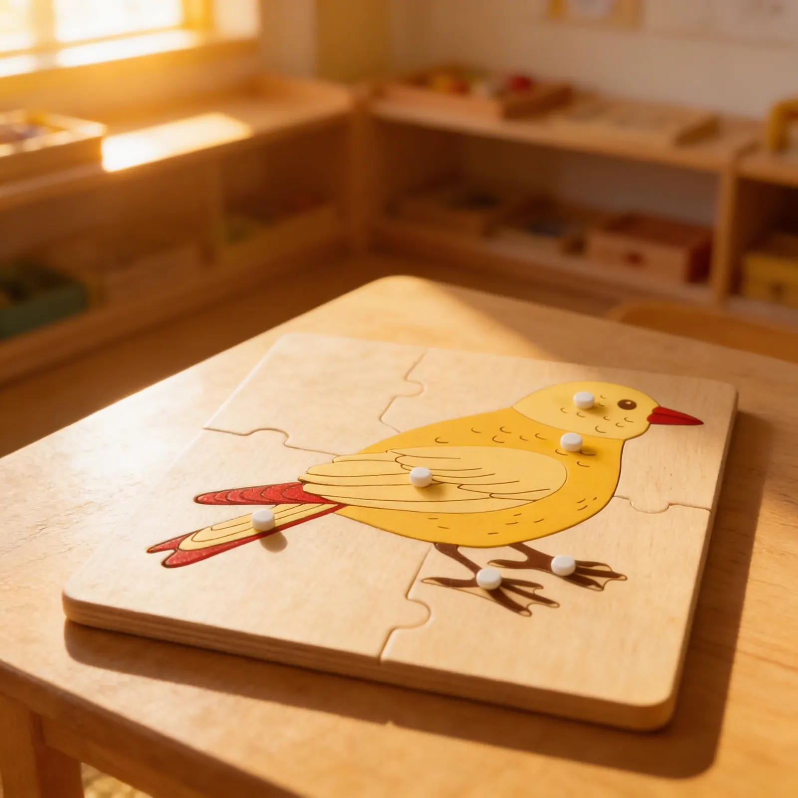 Puzzle zvieratko: Vták: Dieťa pri učení