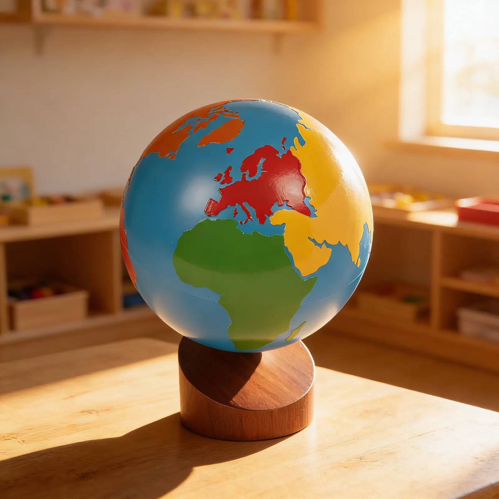 Globe Of Continents: Coloured Geography Introduction: Child learning