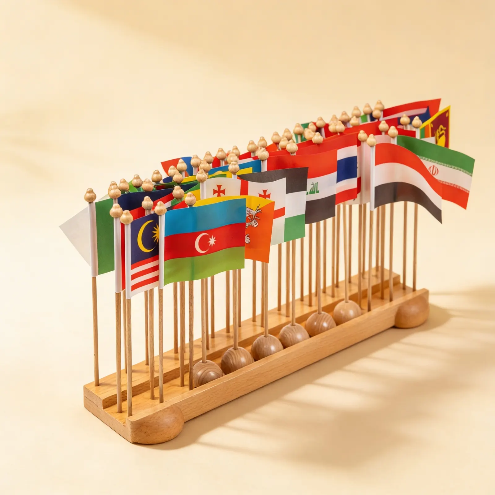 Asia Flag Stand: Country Recognition & Placement Activity: Side view