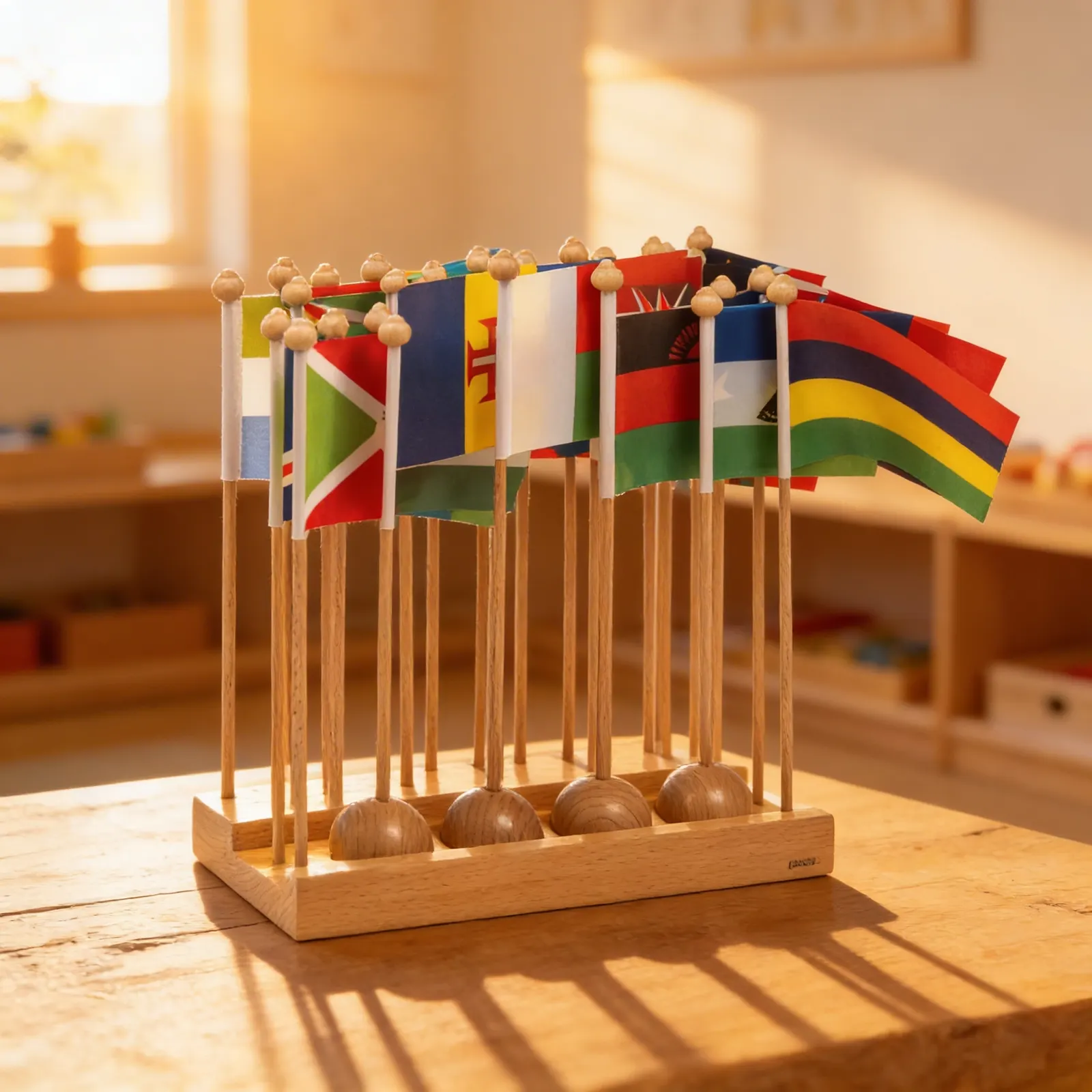 Africa Flag Stand: Country Recognition & Placement Activity: Child learning