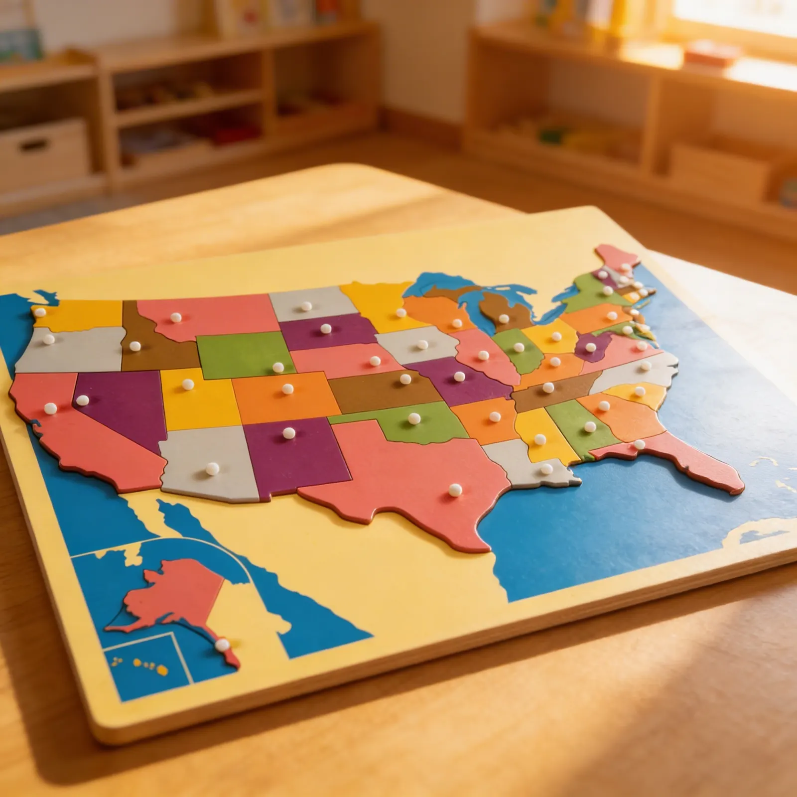 Puzzle mapa: Spojené státy: Dítě při učení