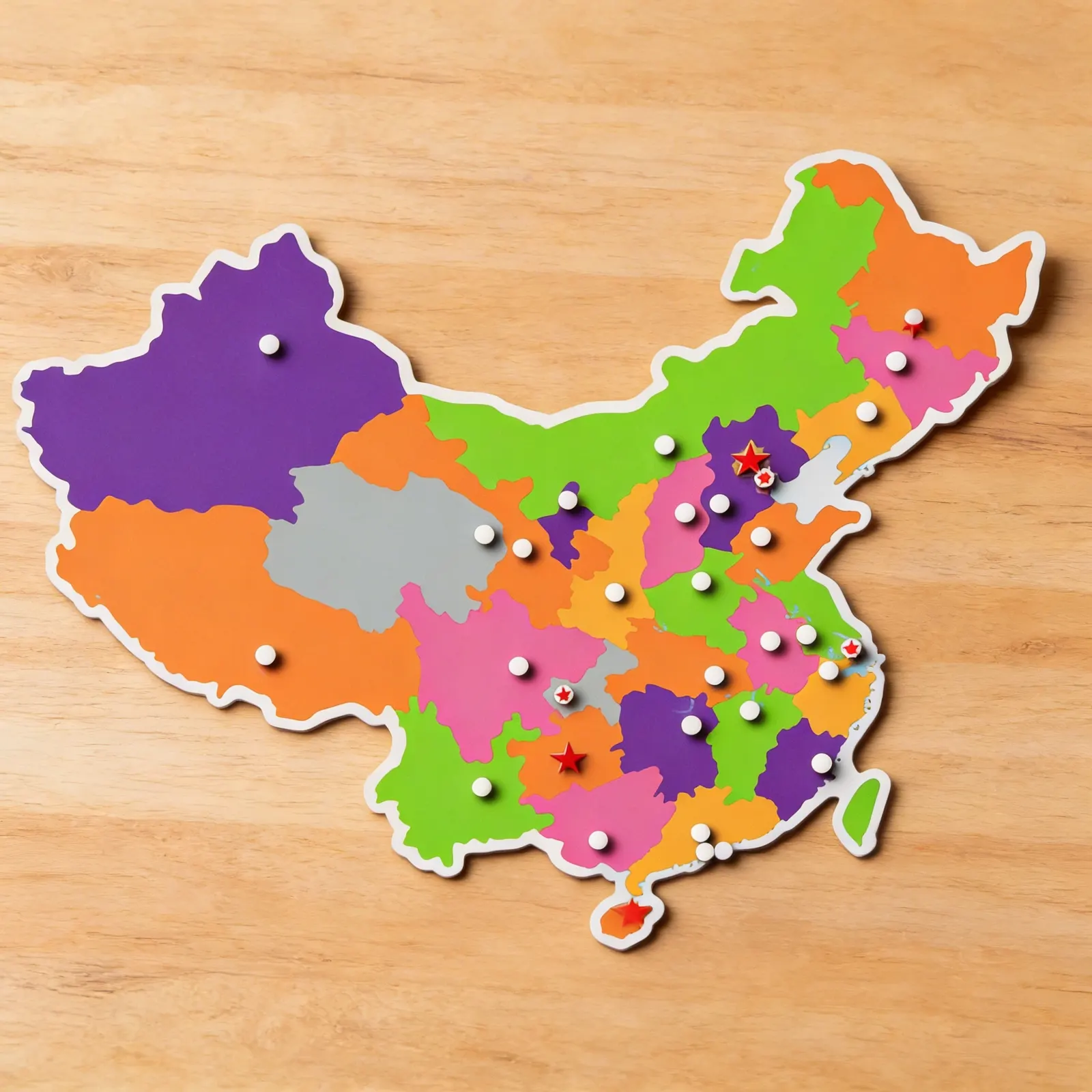 Puzzle mapa: Čína: Bočný pohľad