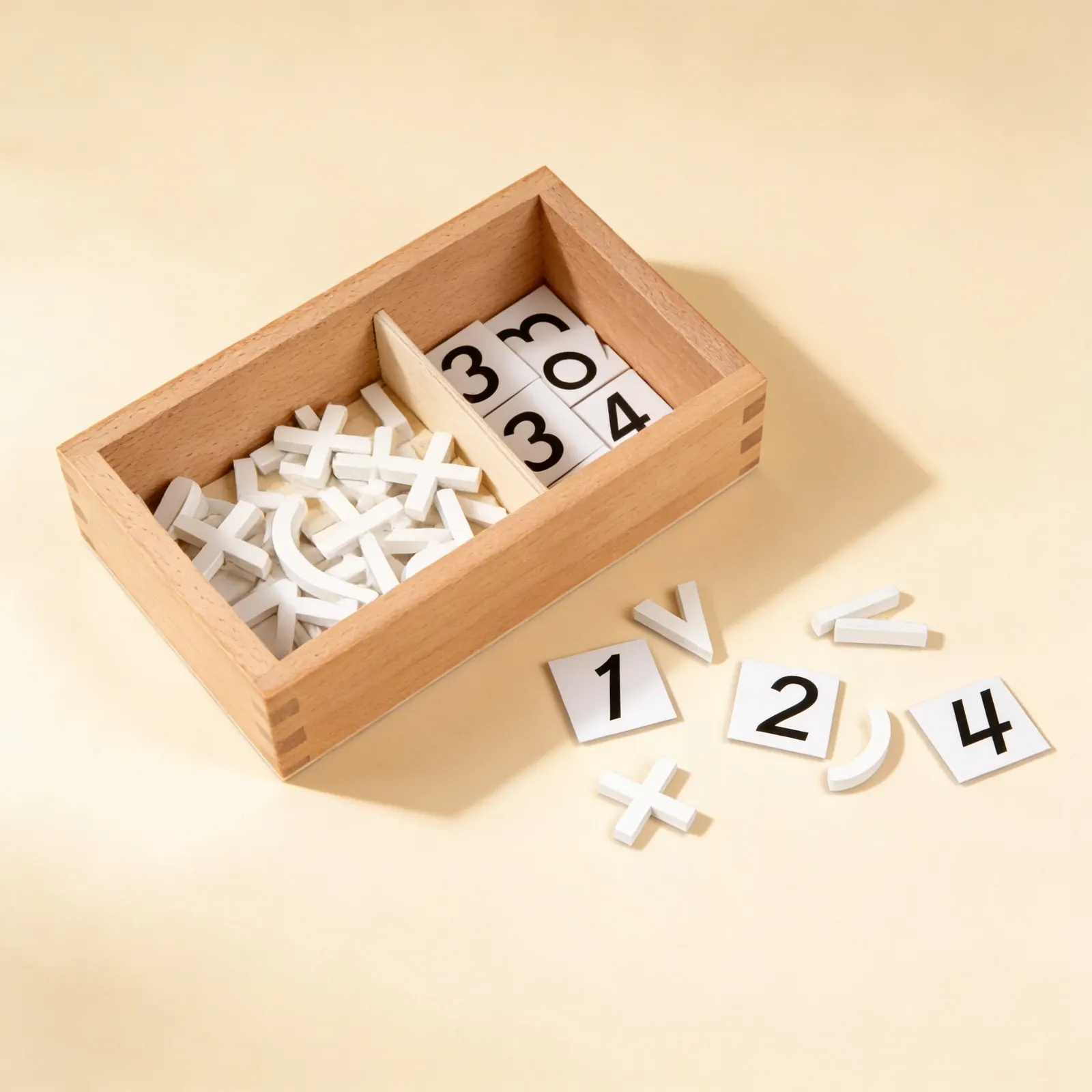 Arithmetic Signs Box: Mathematical Symbols for Equations: Side view