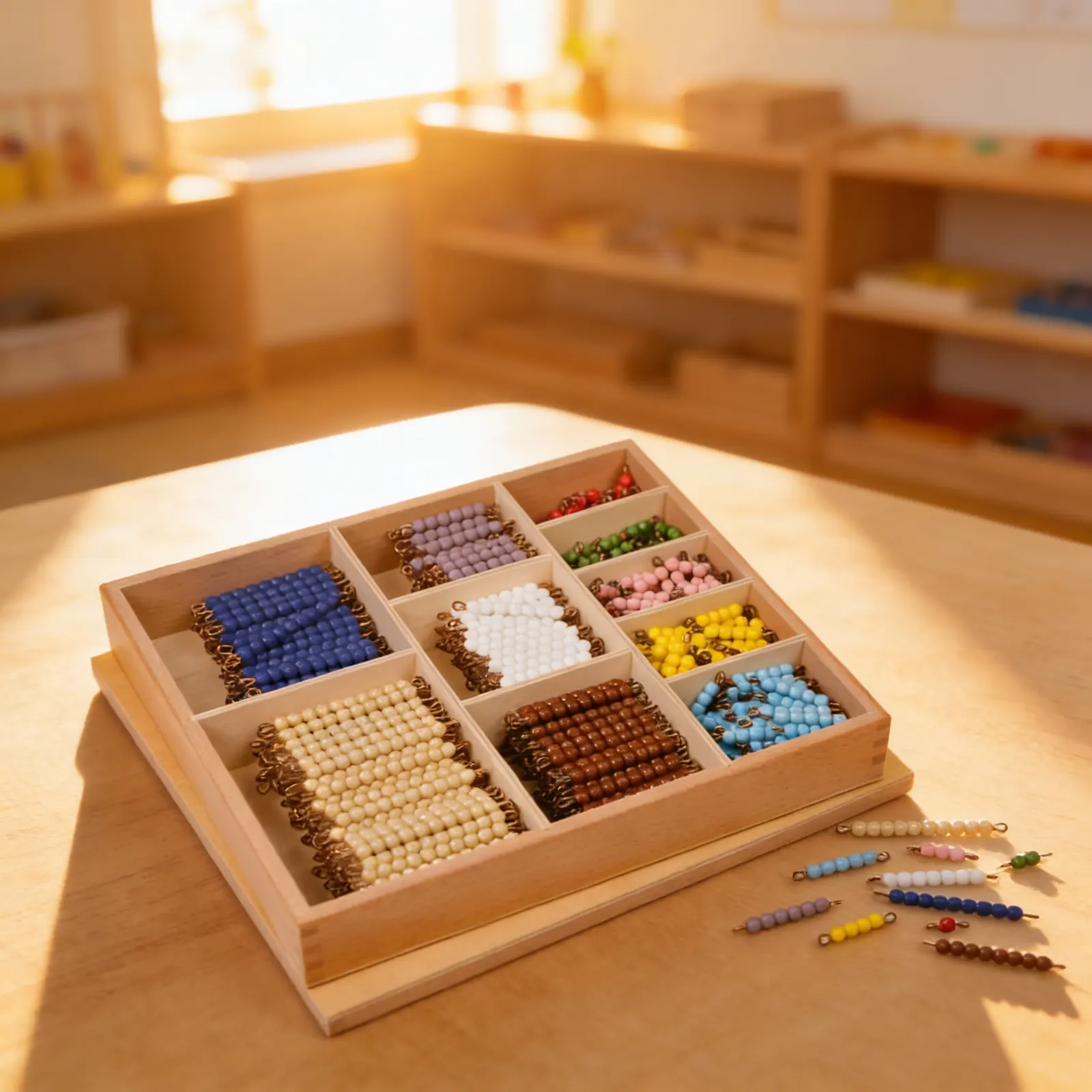 Multiplication Bead Bar Layout Box: Glass Beads for Times Tables: Child learning