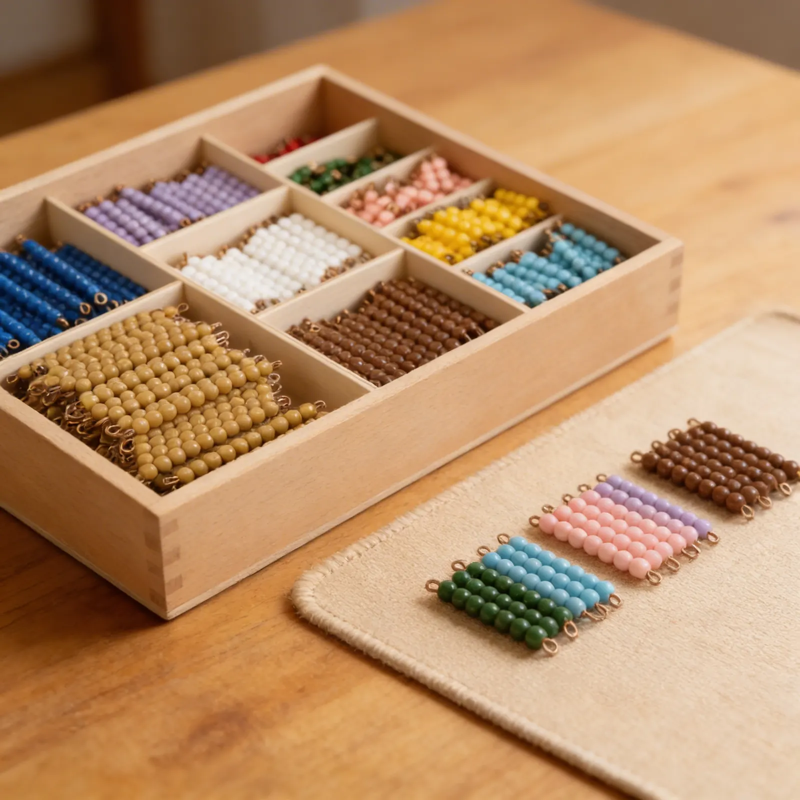 Multiplication Bead Bar Layout Box: Individual Nylon Beads: Detail view