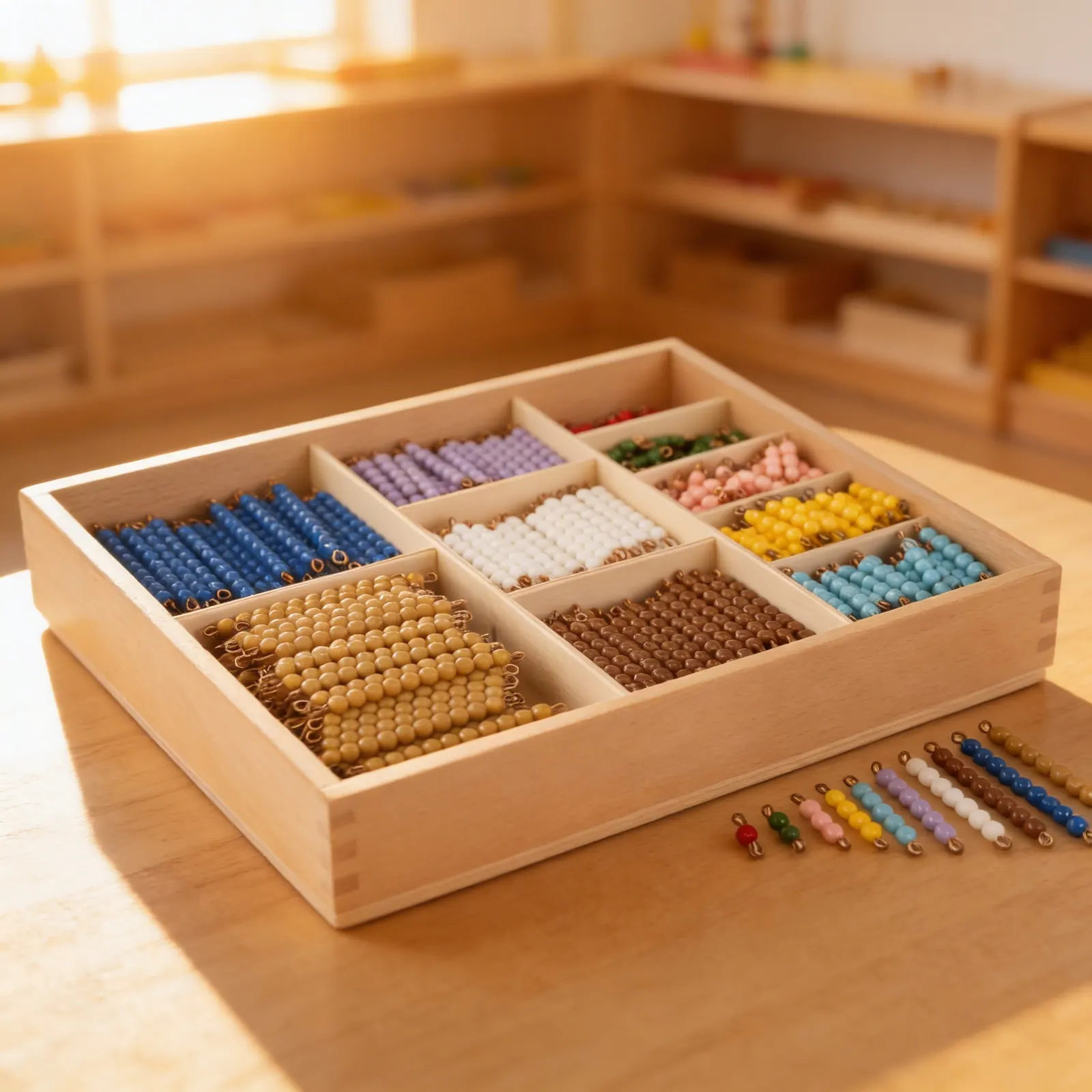 Multiplication Bead Bar Layout Box: Individual Nylon Beads: Child learning