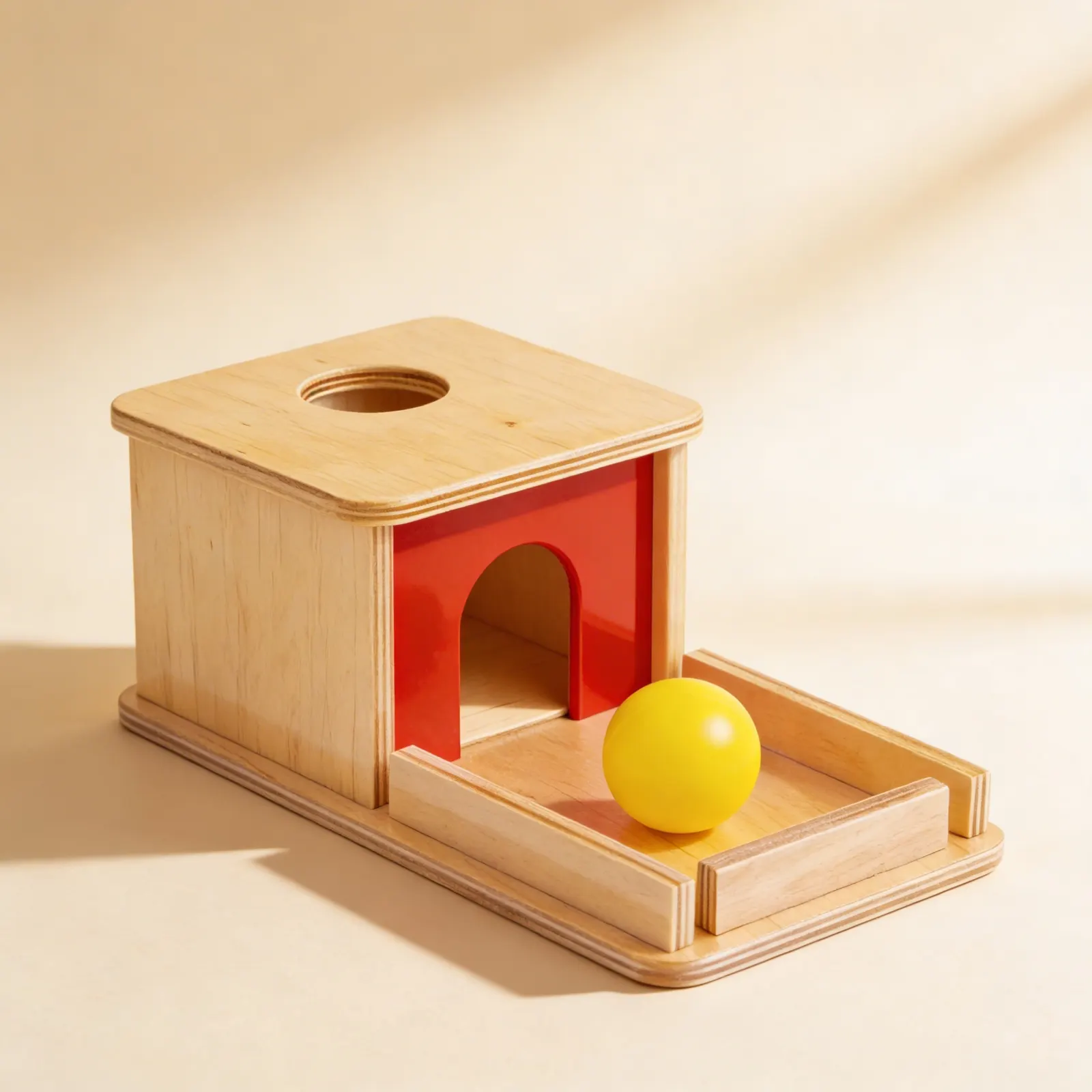 Object Permanence Box: Ball Drop with Tray for Infants: Side view