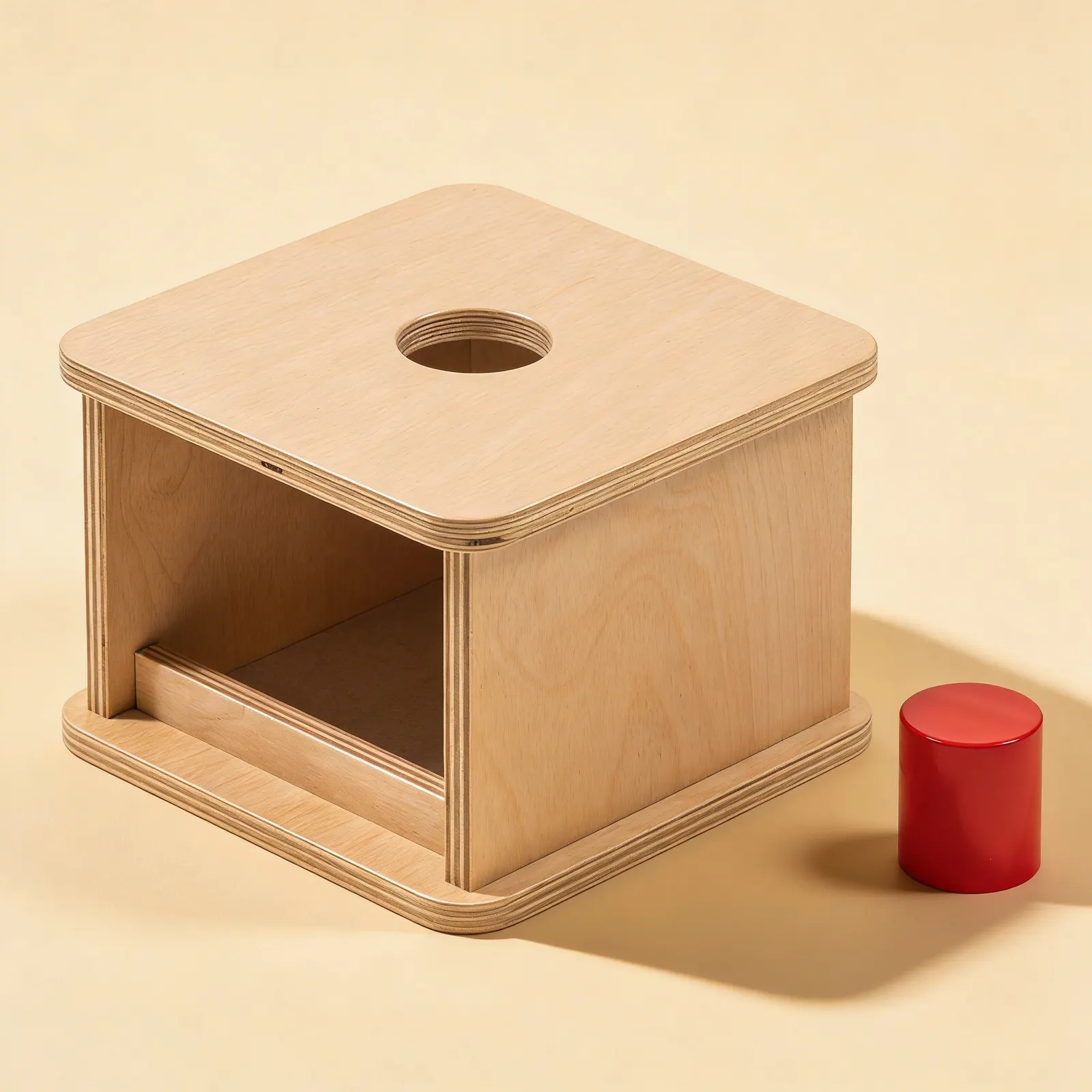 Imbucare Box: Large Cylinder for Object Permanence: Side view