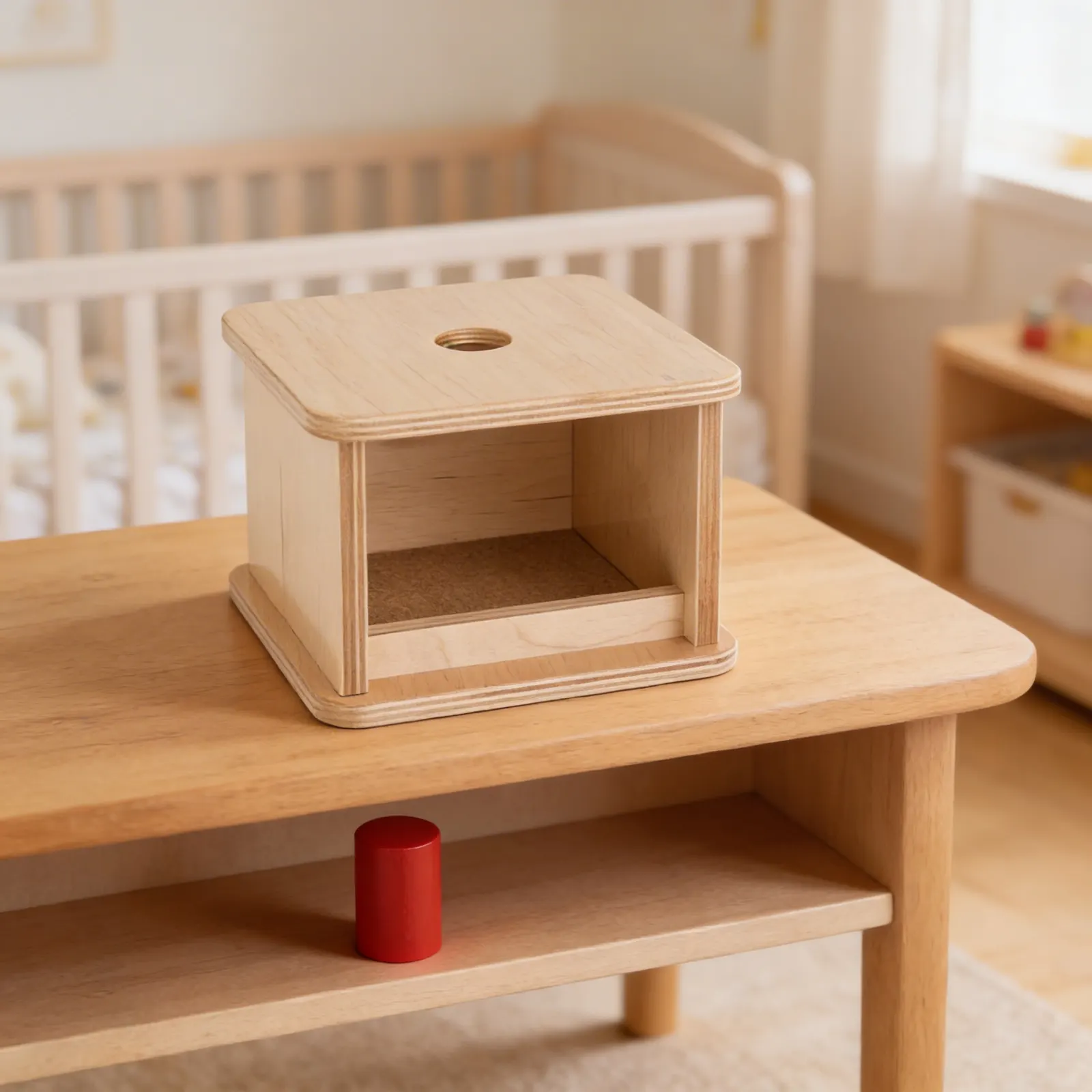 Imbucare Box: Small Cylinder for Object Permanence: Detail view