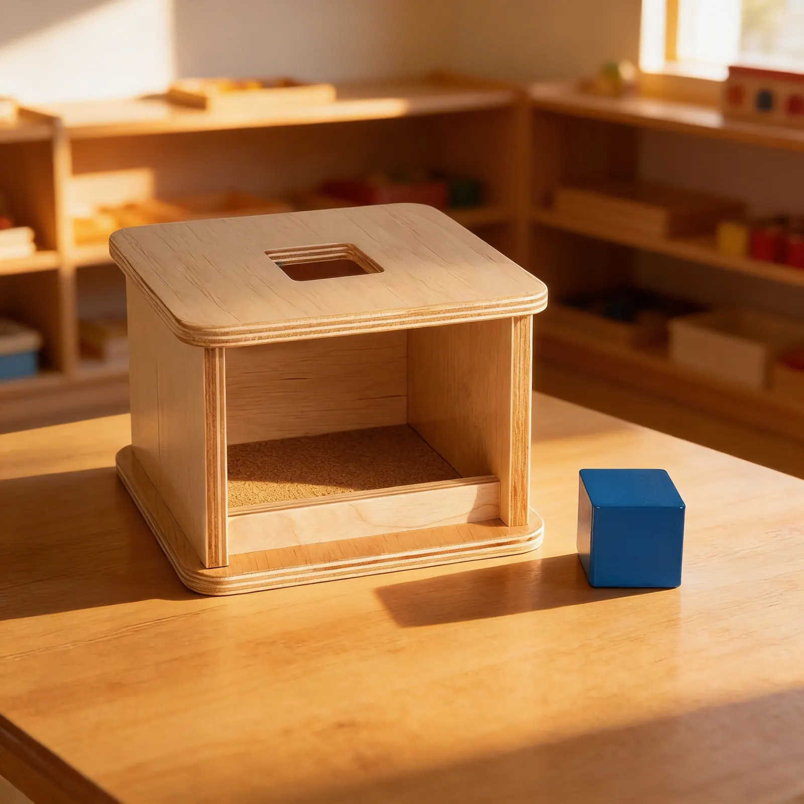 Imbucare Box with Cube: Object Permanence & Square Shape: Child learning