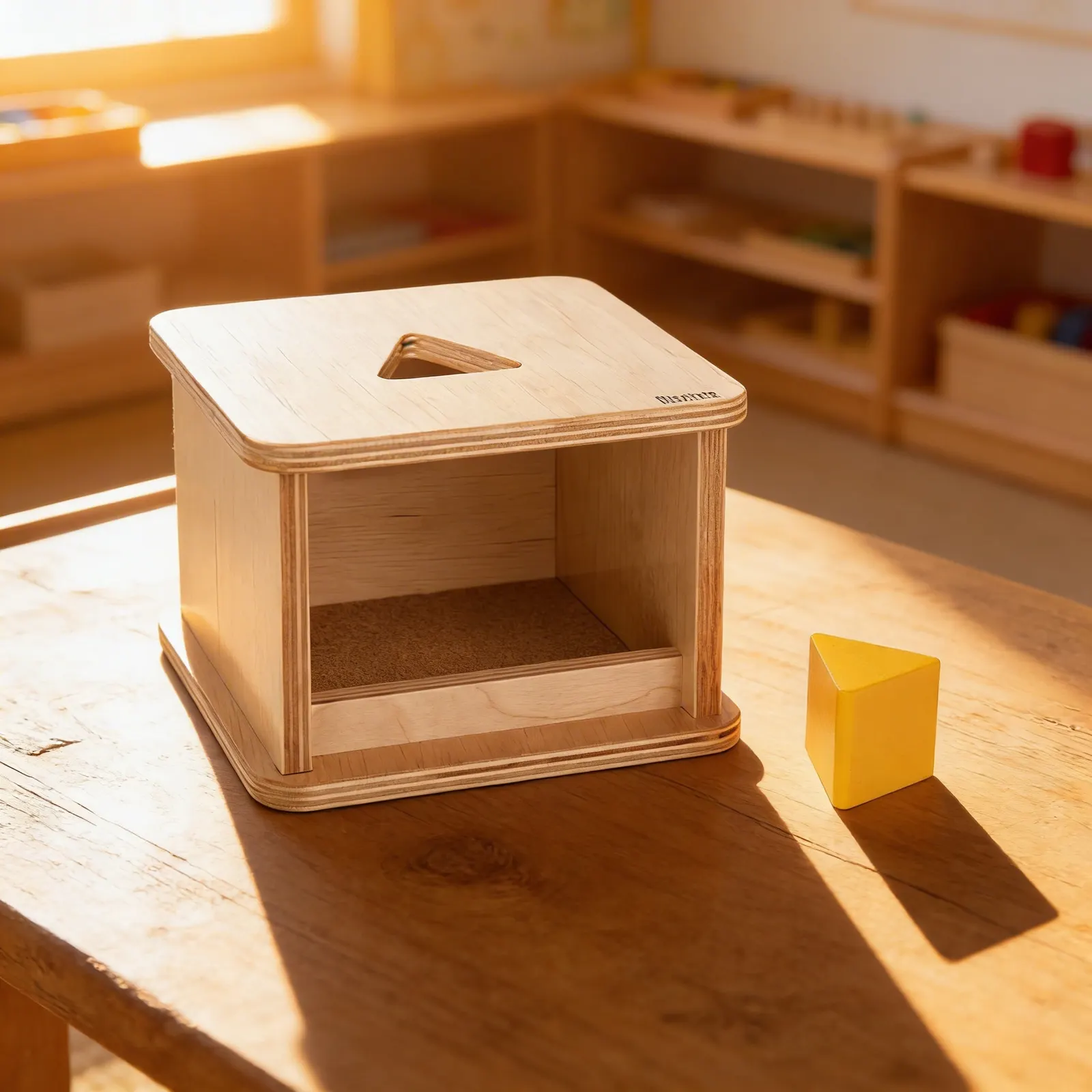 Imbucare Box with Triangular Prism: Triangle Shape Recognition: Child learning