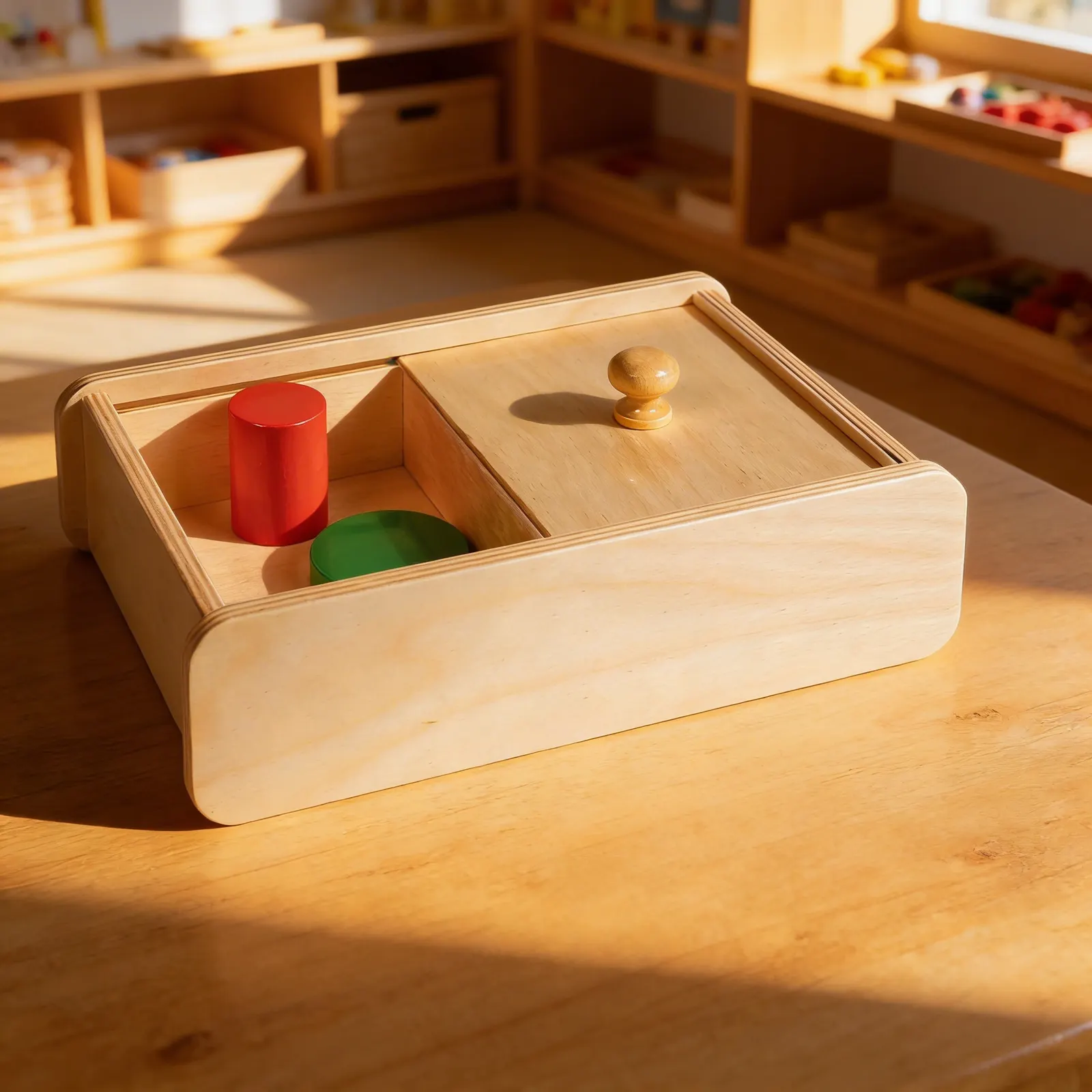Sliding Lid Box: Object Permanence & Fine Motor Control: Child learning