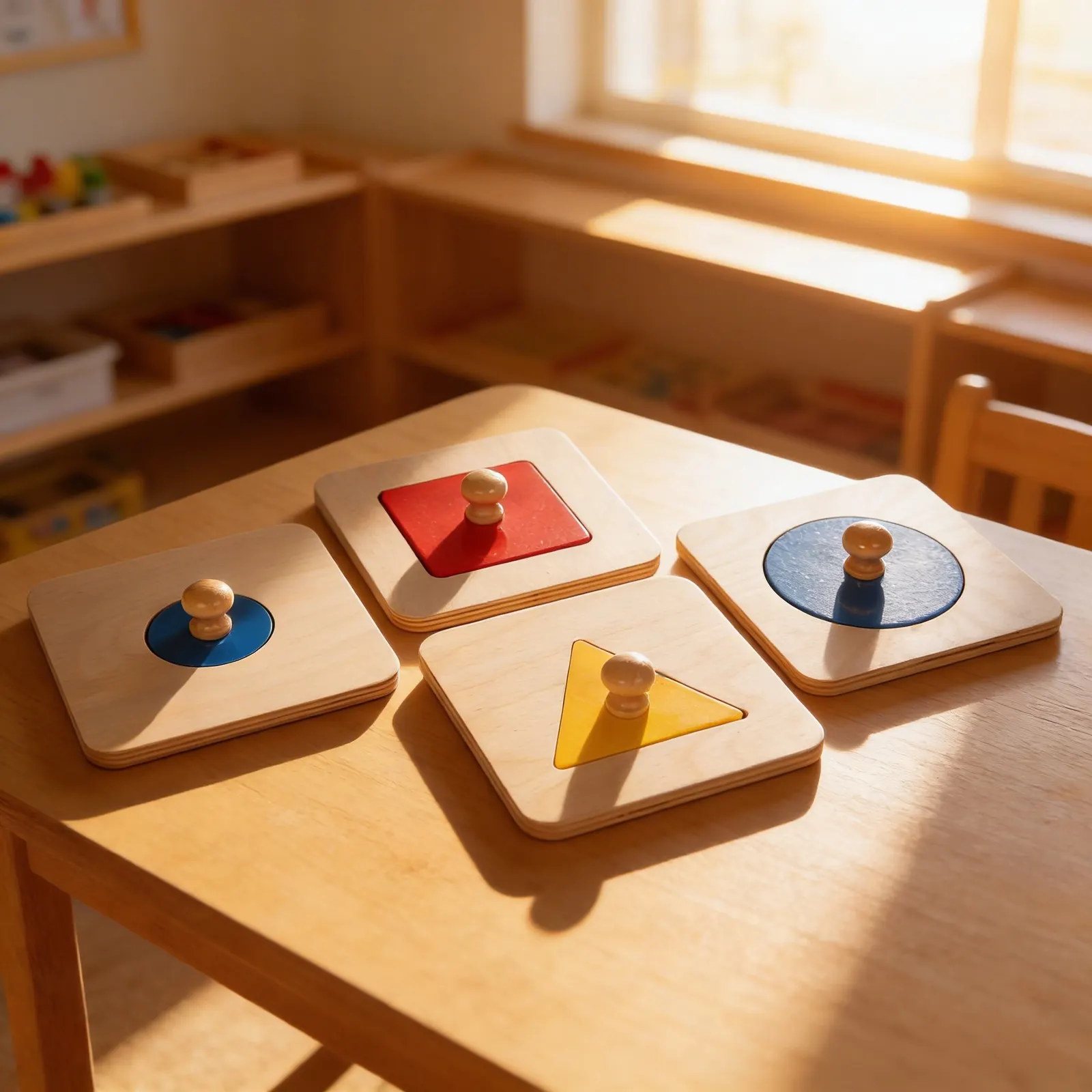 Sada puzzle s jednotlivými tvary: Dítě při učení