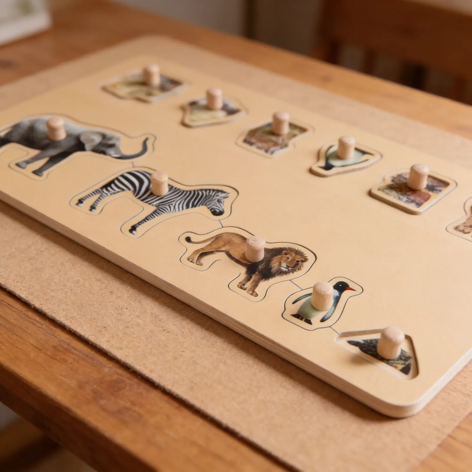 Puzzle pro batolata: 5 divokých zvířat: Detailní pohled