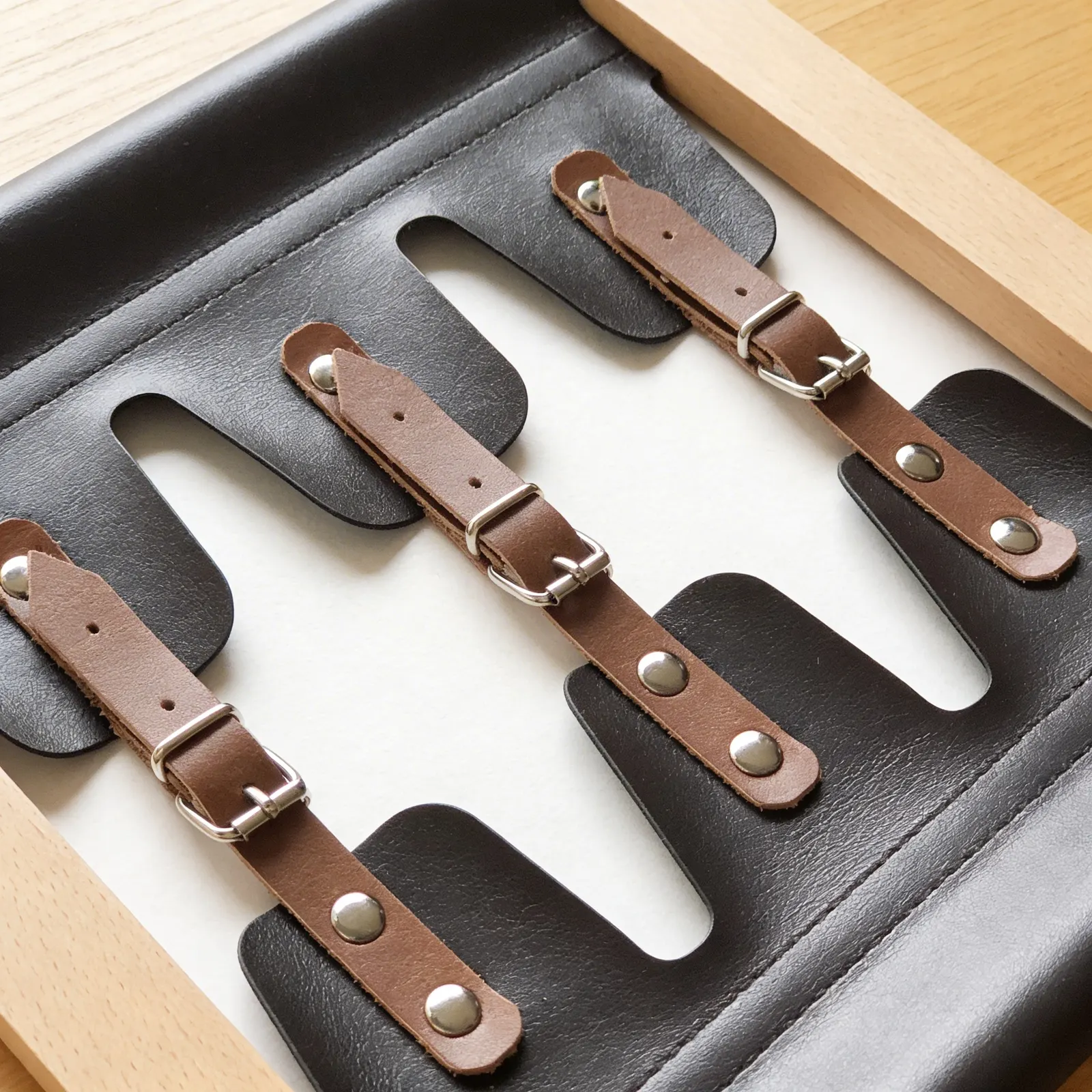 Dressing Frame: Metal Buckles: Infant Fine Motor Practice: Side view