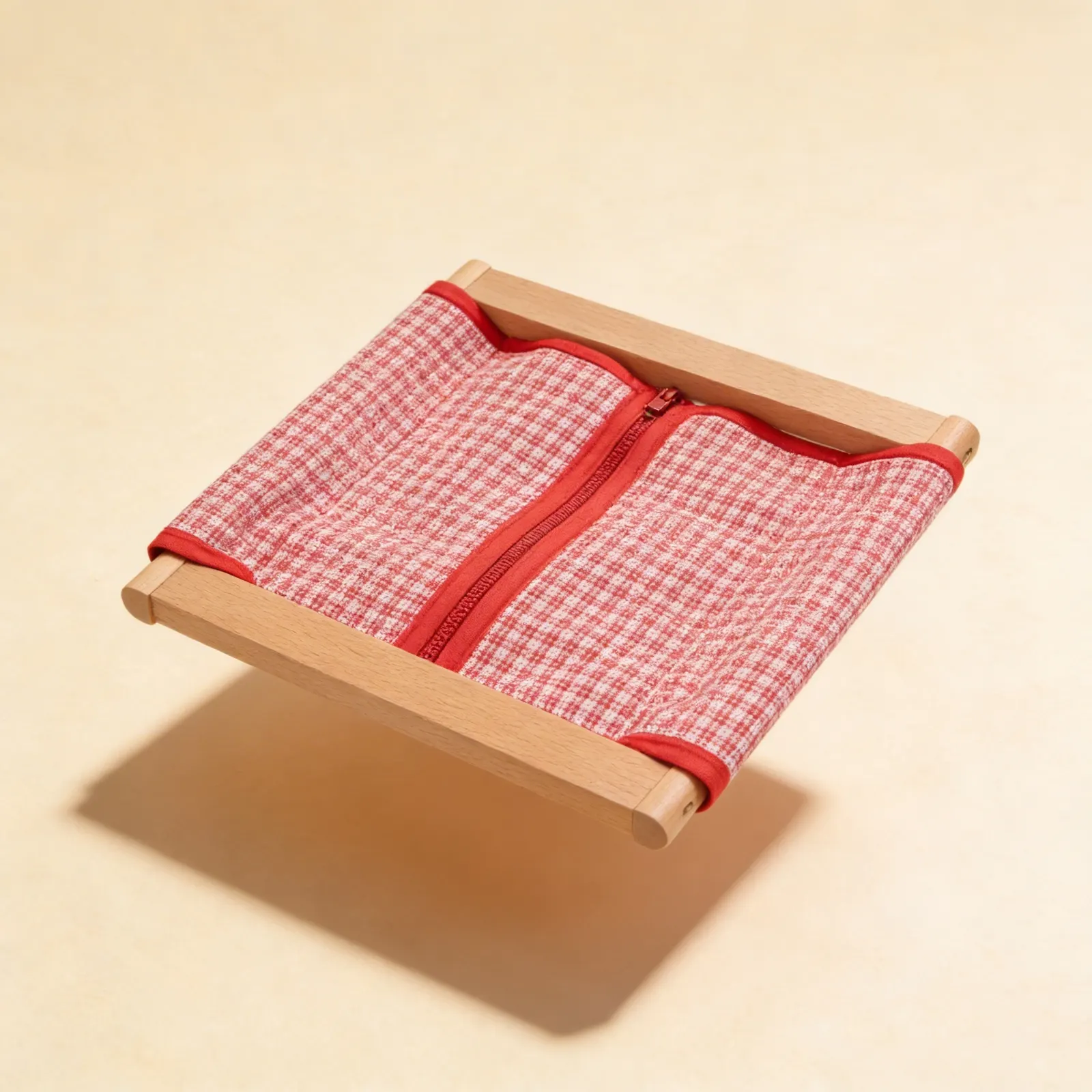 Dressing Frame: Large Zipper: Infant & Toddler Red Gingham: Side view