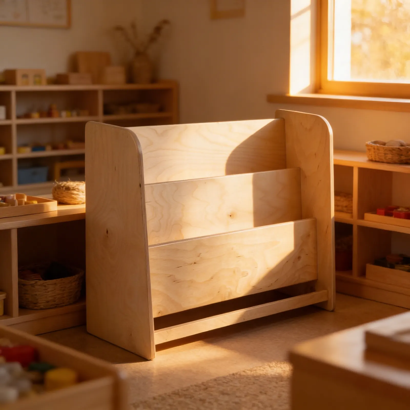 Dressing Frame Stand: Wooden Display for 6 Frames at Child Height: Child learning