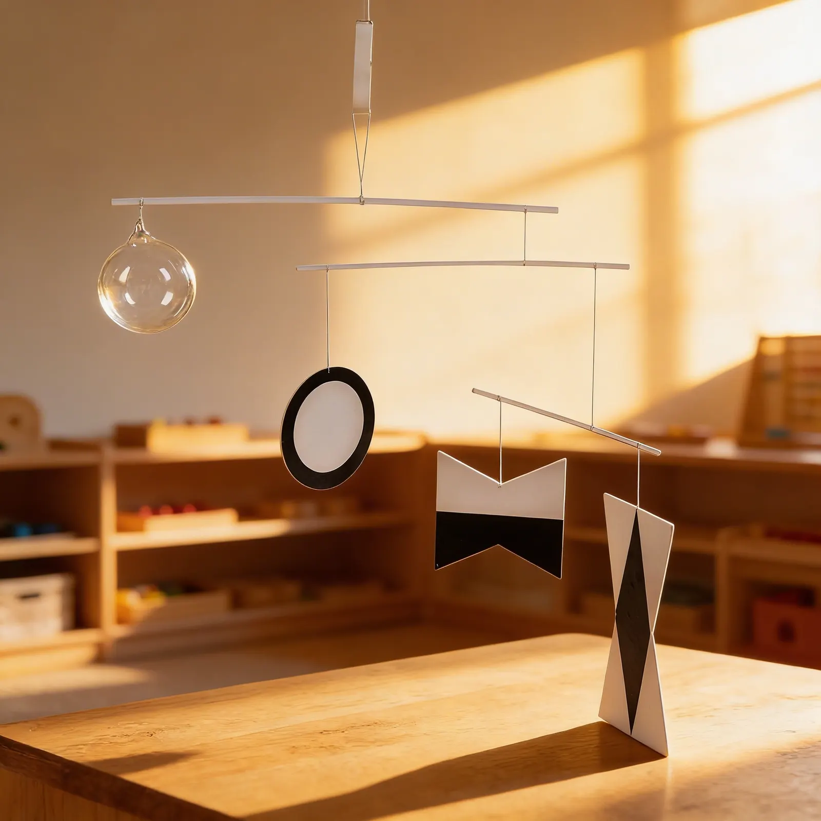 Munari Mobile: First Visual Mobile with Geometric Black & White Forms: Child learning