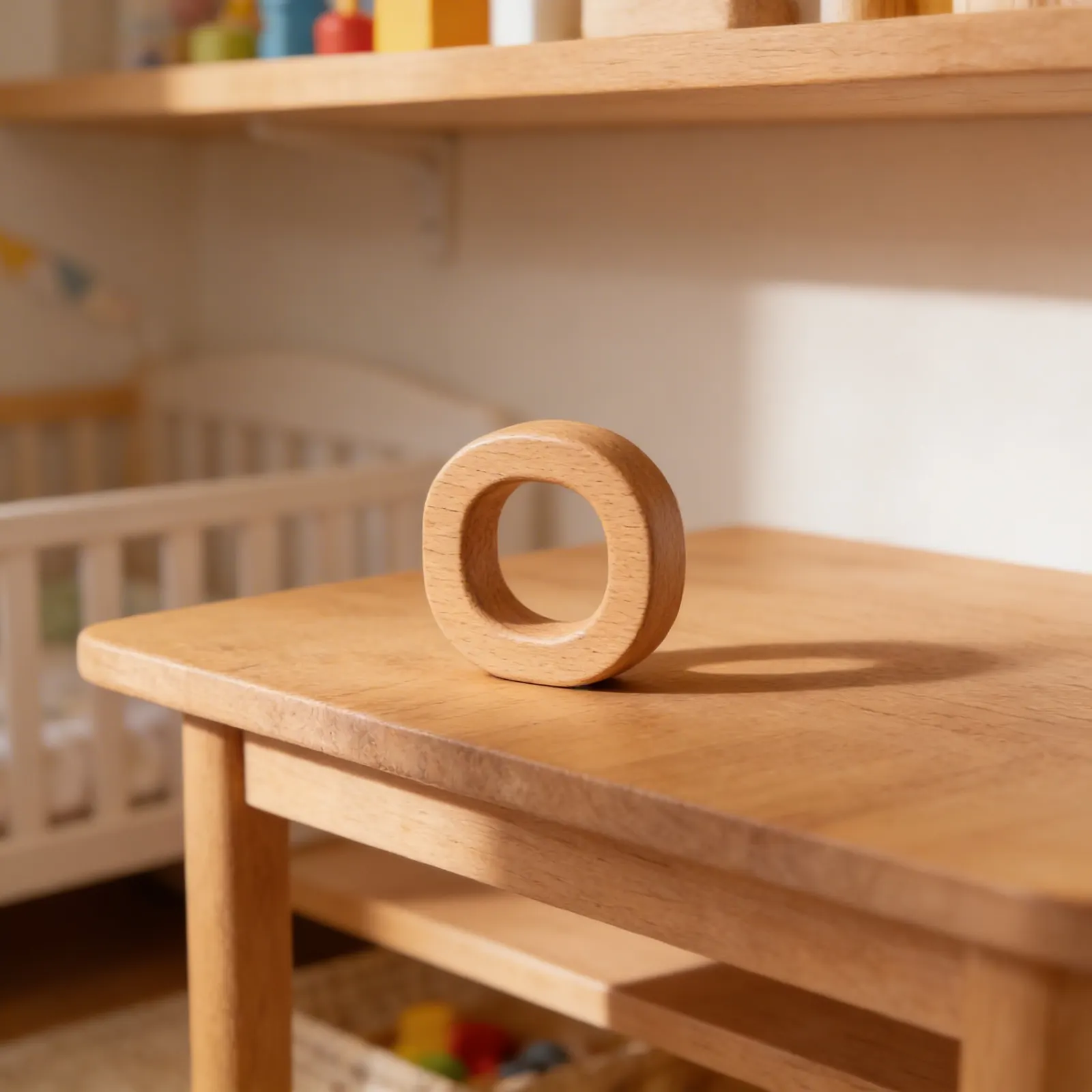 Wooden Oval Grasping Ring: Natural Sensory Hand Coordination Tool: Detail view