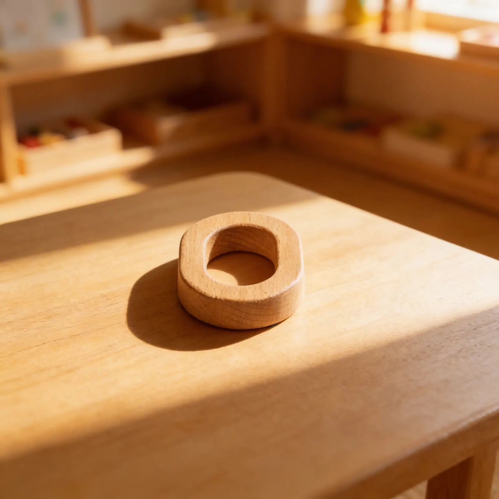 Wooden Oval Grasping Ring: Natural Sensory Hand Coordination Tool: Child learning