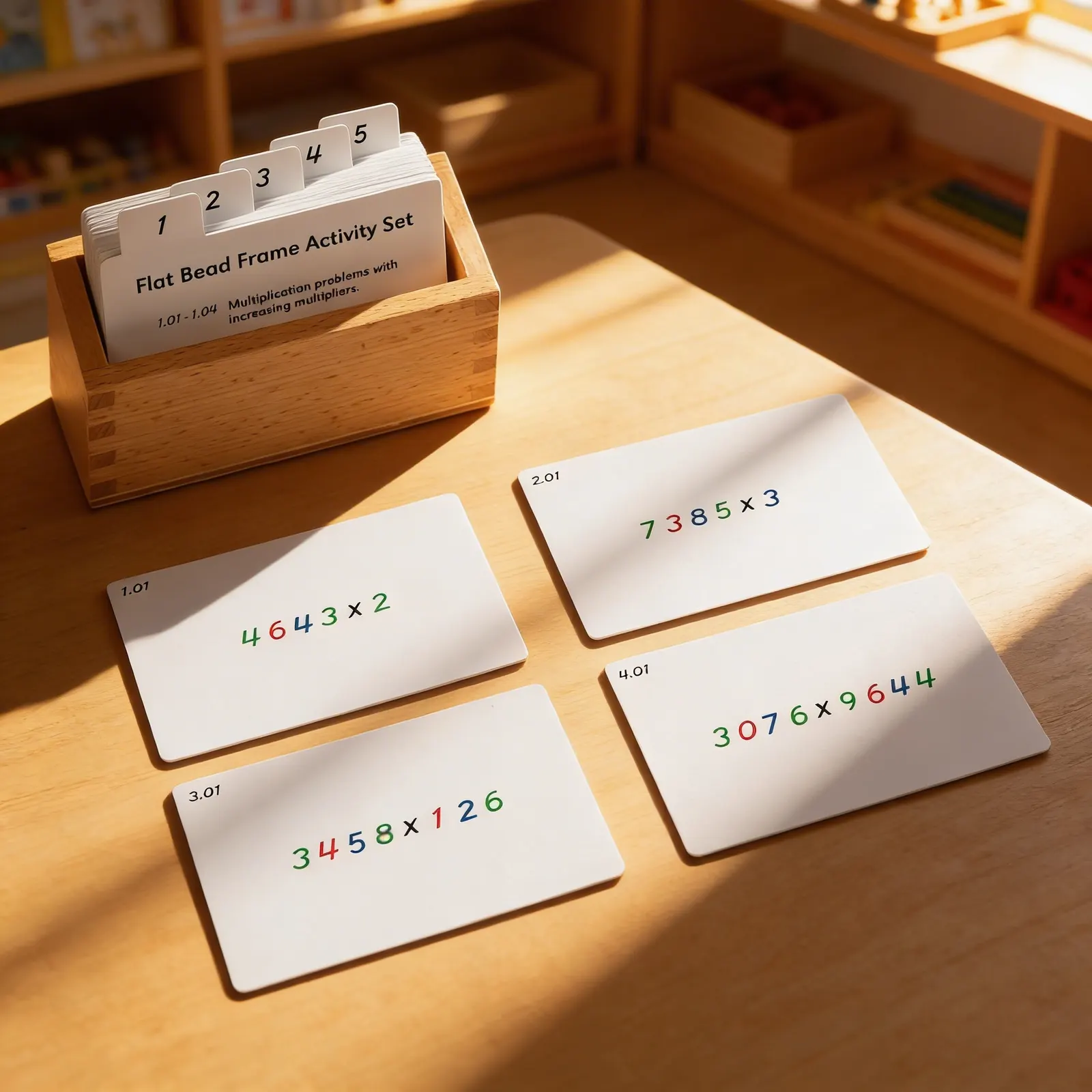 Flat Bead Frame Activity Set: Multiplication Practice Cards: Child learning
