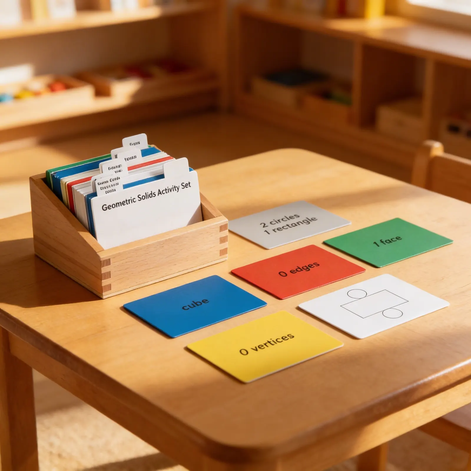 Geometric Solids Activity Set: Classification Cards for 3D Shapes: Child learning
