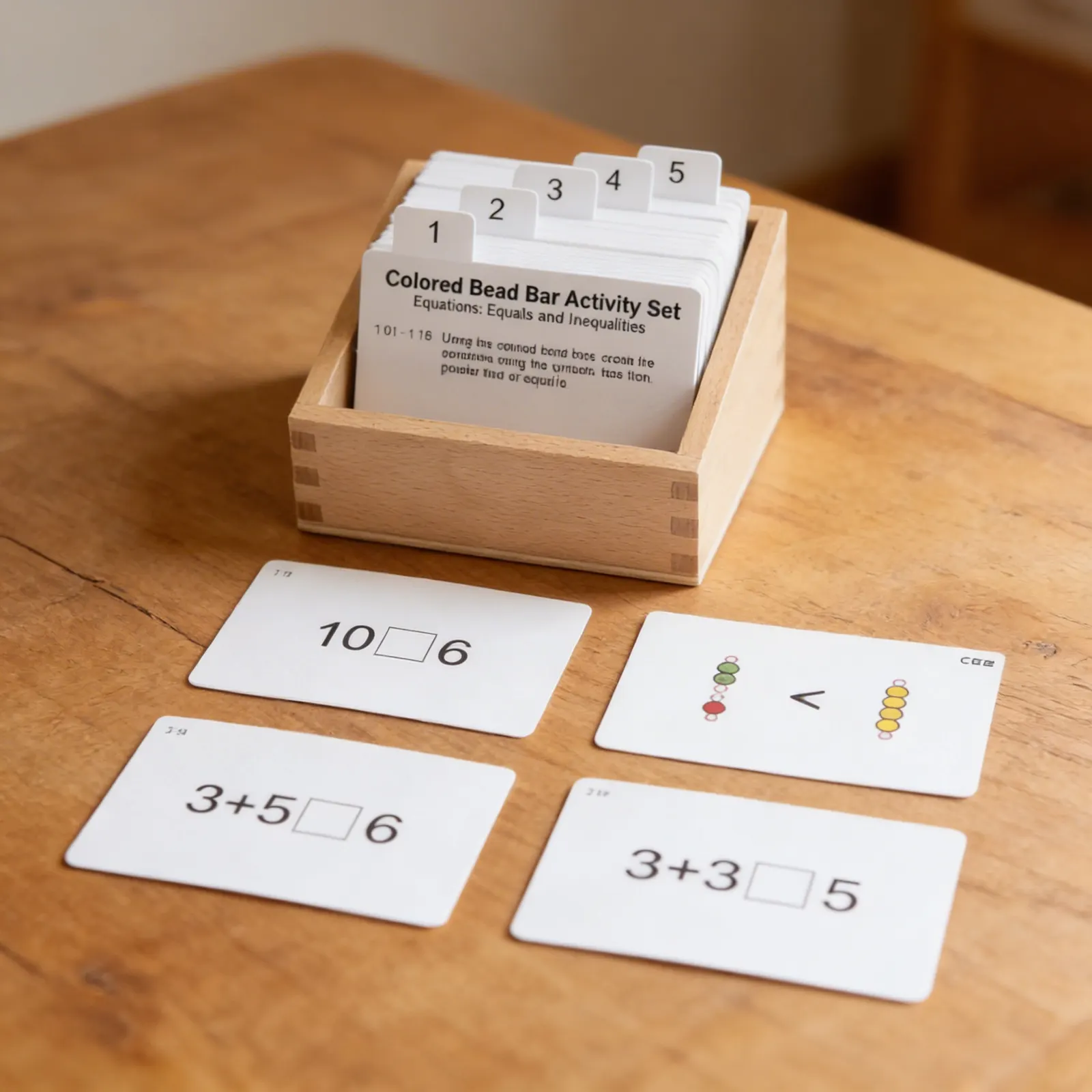 Coloured Bead Bars Activity Set: Mathematical Concept Organisation: Side view