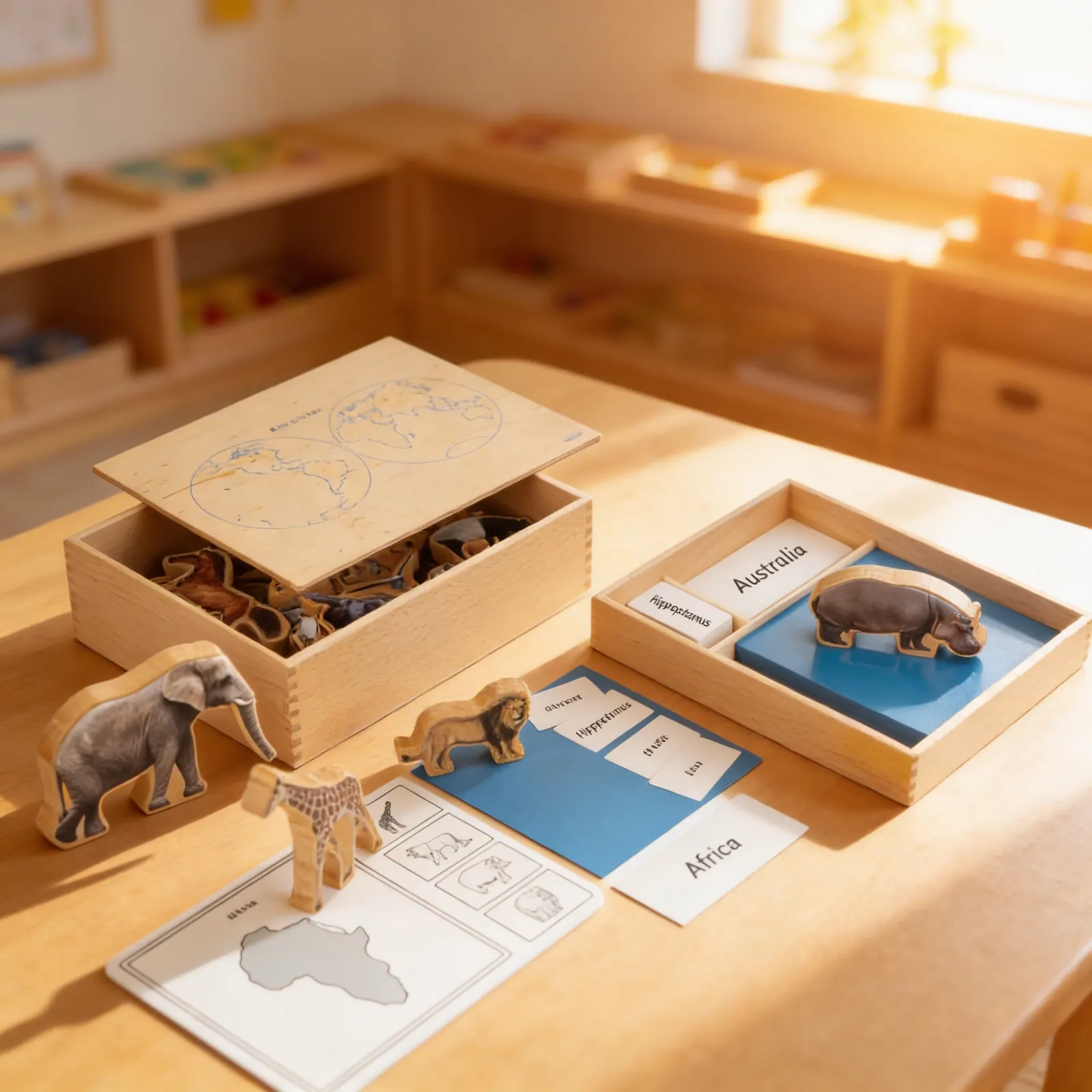 Animal Continent Box: Geography & Zoology Matching Activity: Child learning