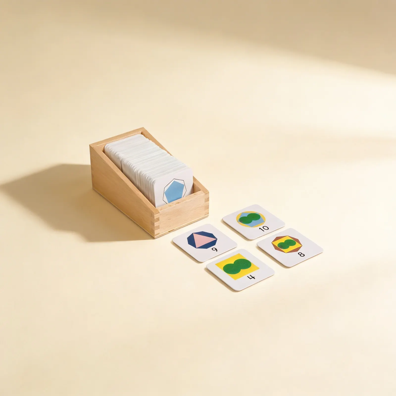 Number Cards Box: Small Numerals with Geometric Shapes: Side view