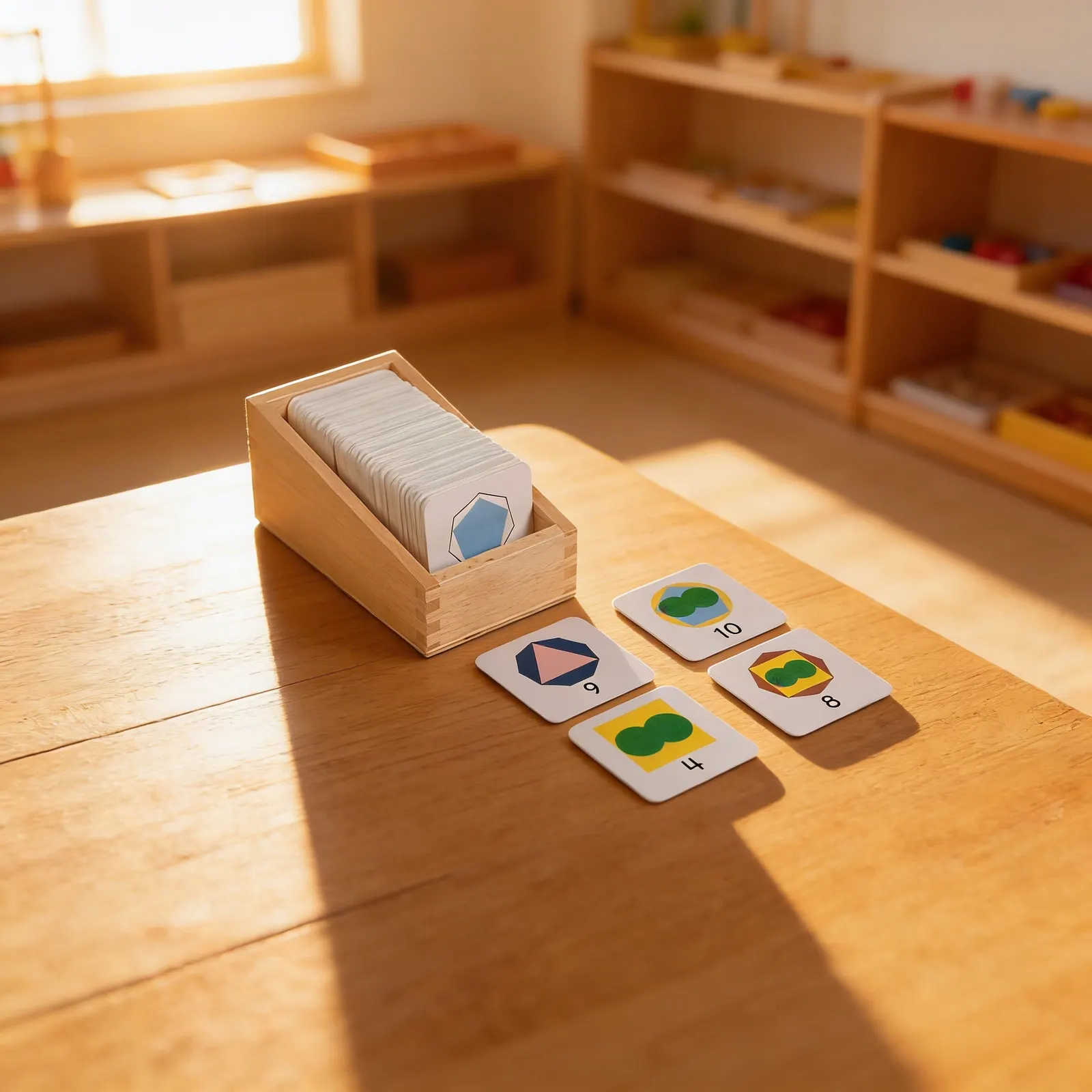 Number Cards Box: Small Numerals with Geometric Shapes: Child learning