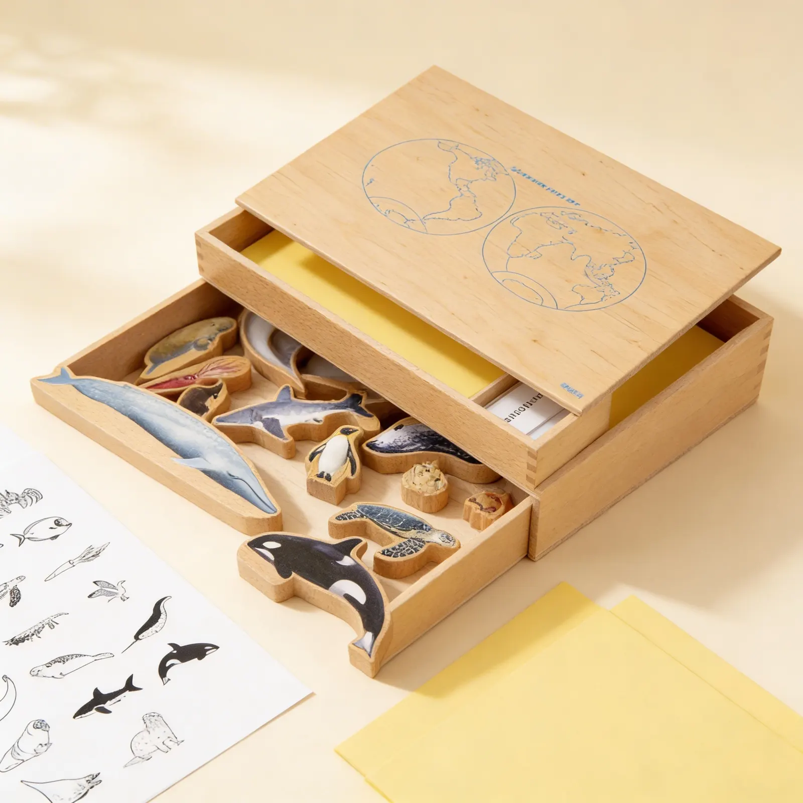 Animal Ocean Box: Marine Life Classification & Vocabulary: Side view