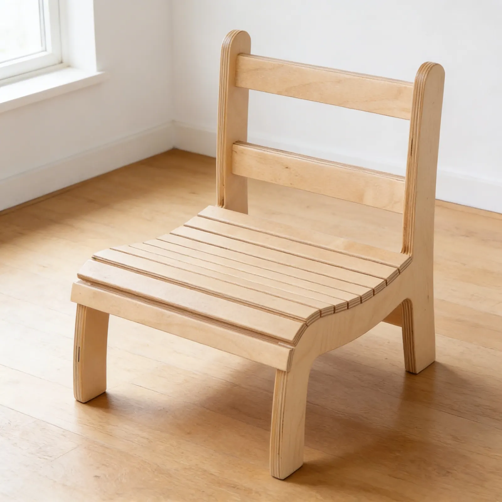 Laťková stolička: Nízka (13 cm): Bočný pohľad