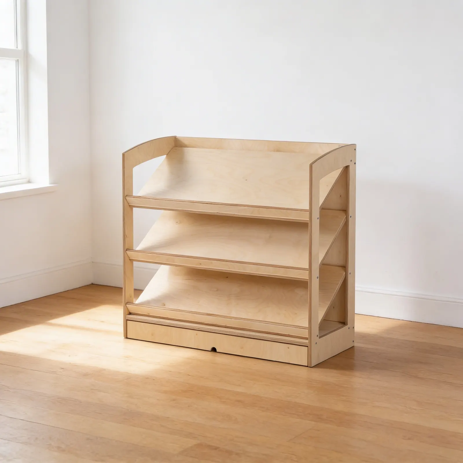 Open Back Bookshelf: 93cm Child-Height Literary Display: Side view