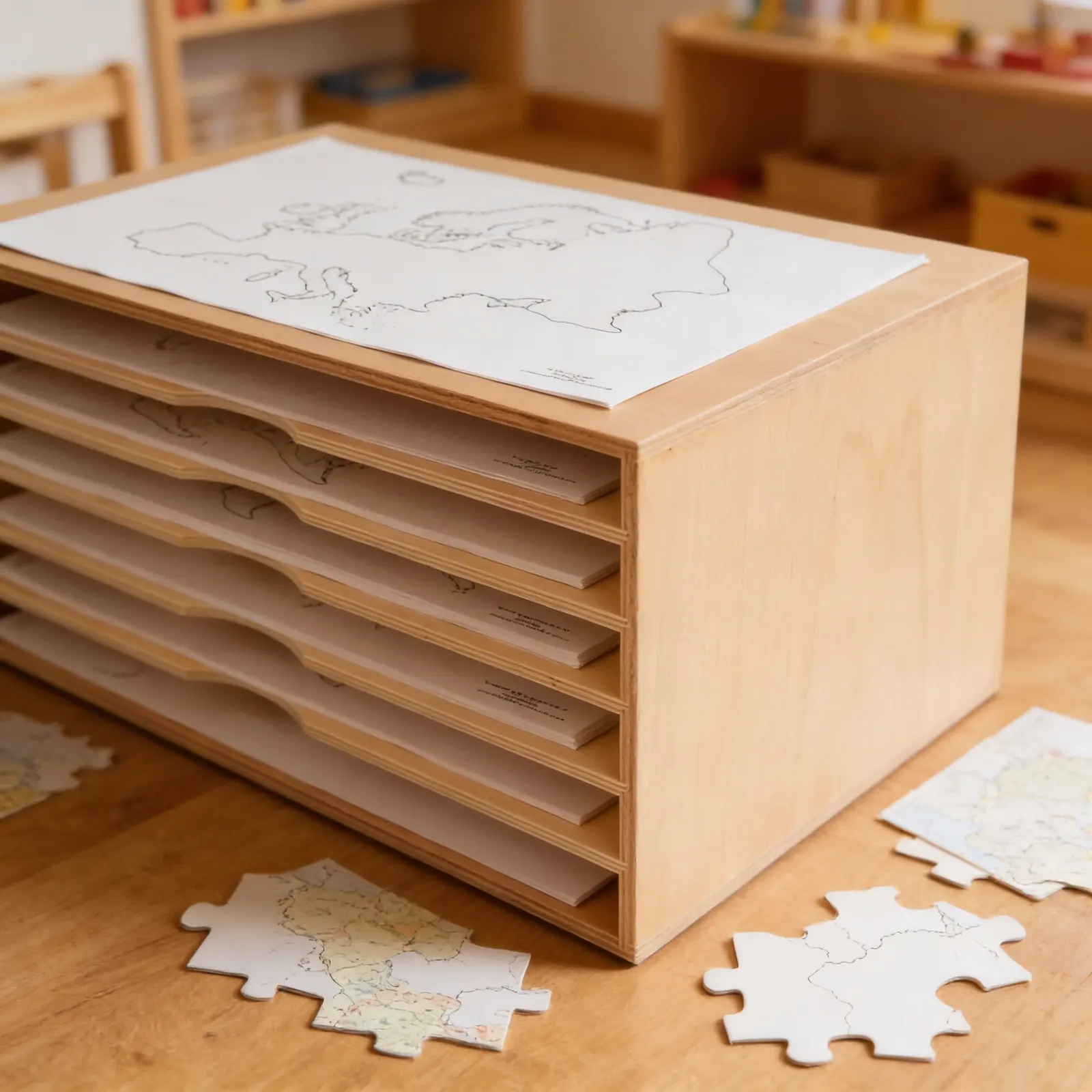 Map Cabinet: Wooden Storage for Geographic Paper Materials: Detail view